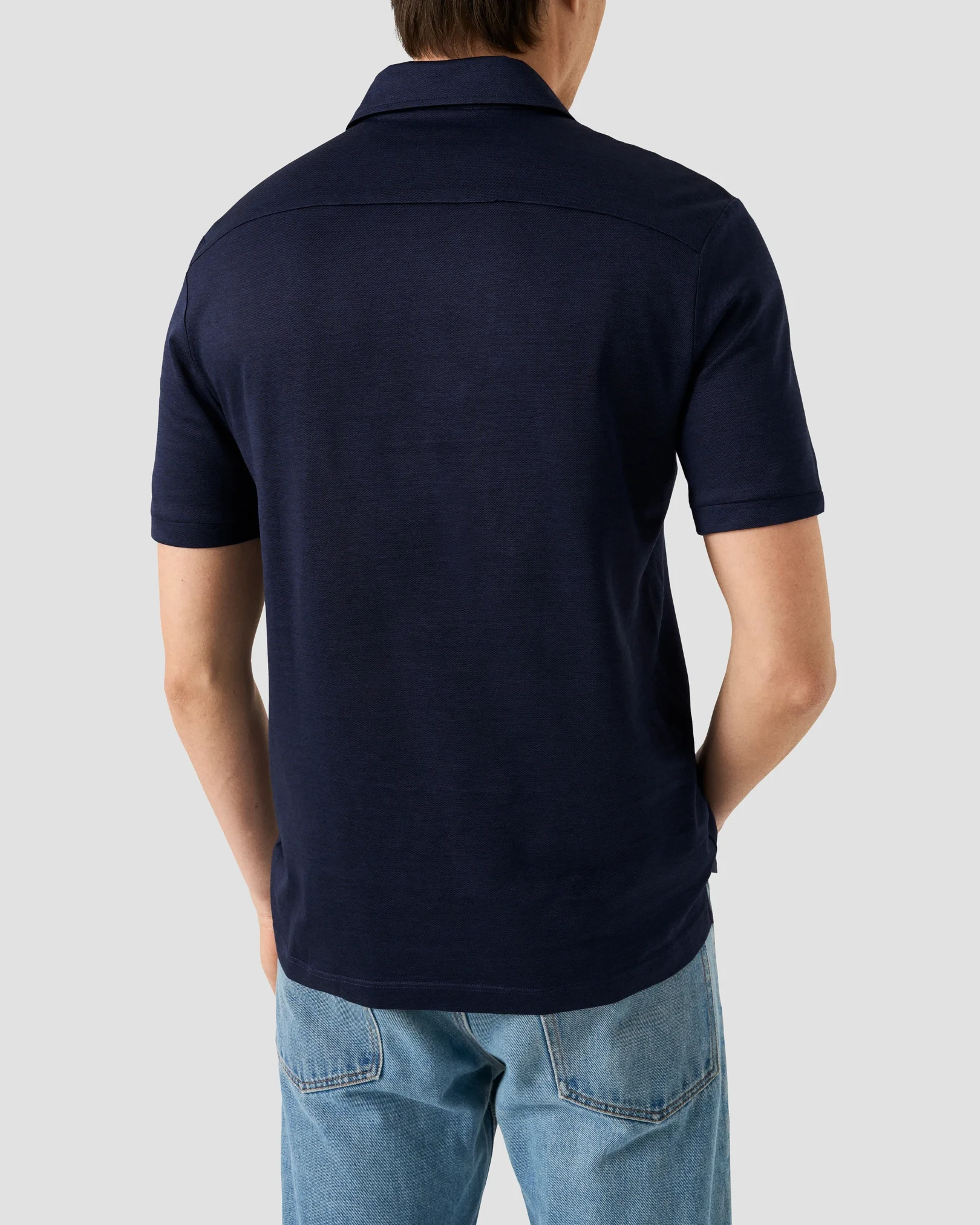Eton - jacquard filo di scozia polo shirt navy blue jacquard filo di scozia polo shirt