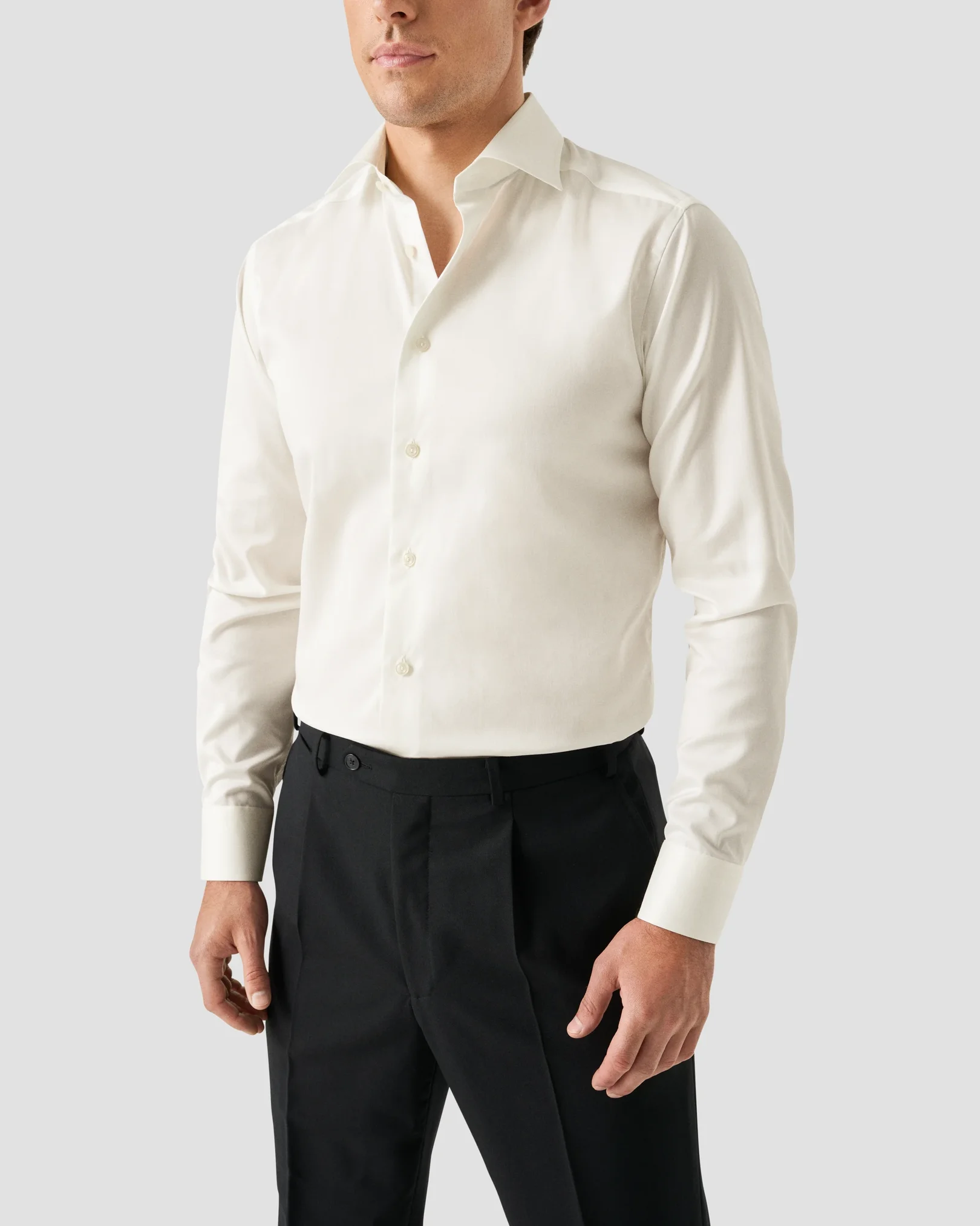 Eton - white solid signature twill shirt