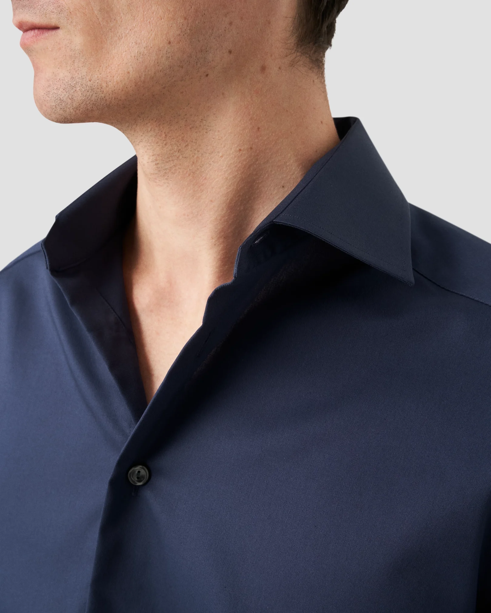 Navy blue Twill stretch Shirt - Eton