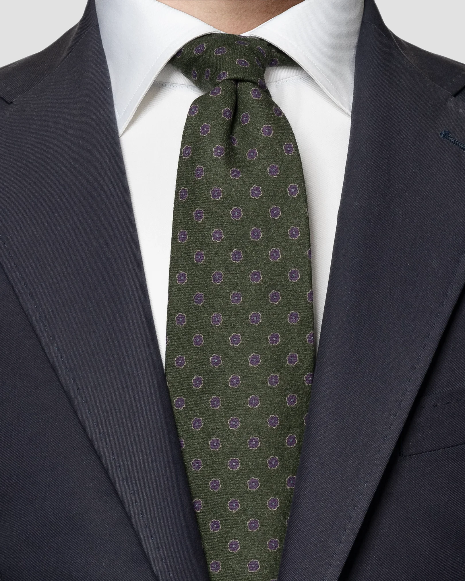 Eton - dark green pure wool tie
