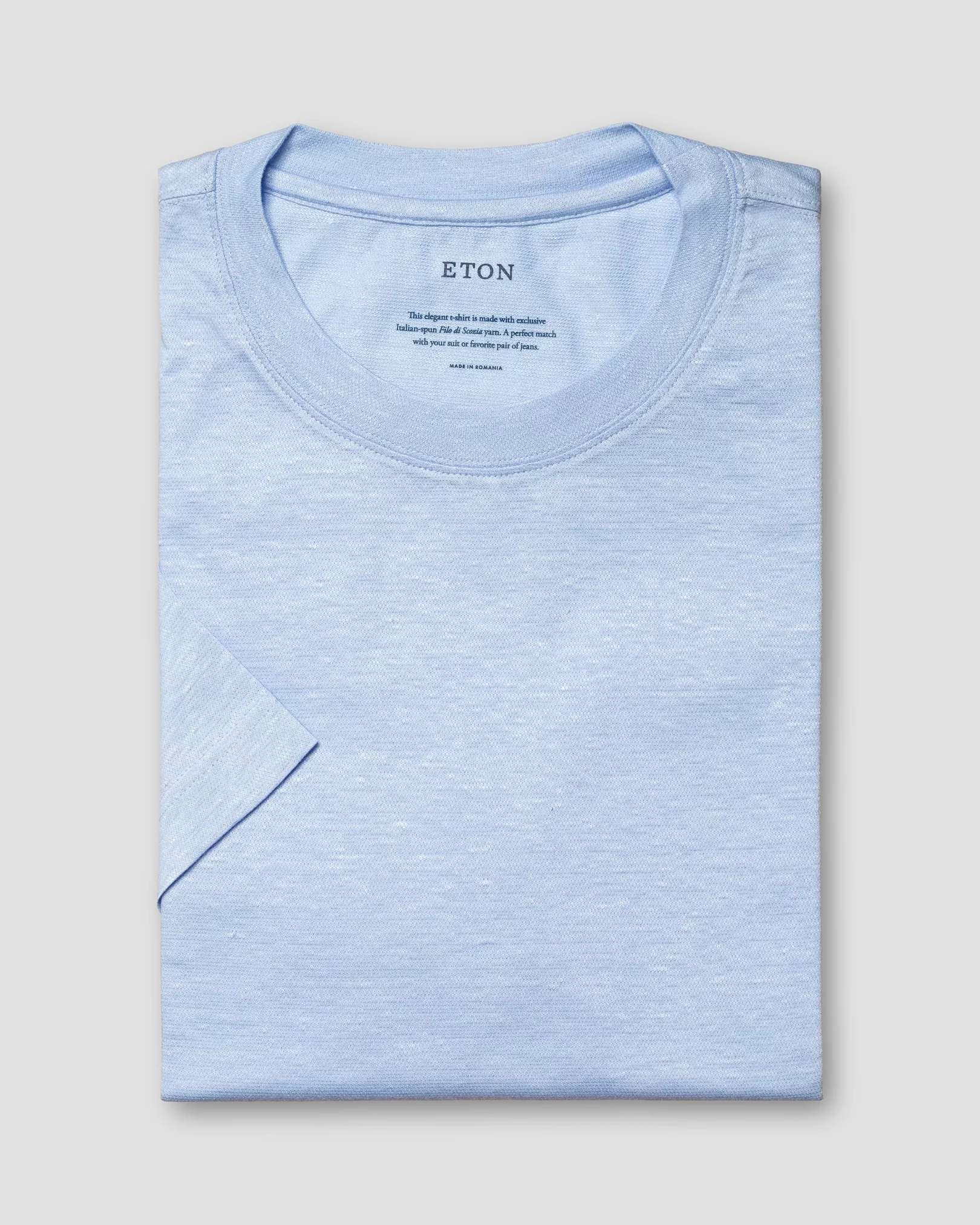 Eton - light blue pique t shirt short sleeve boxfit t shirt