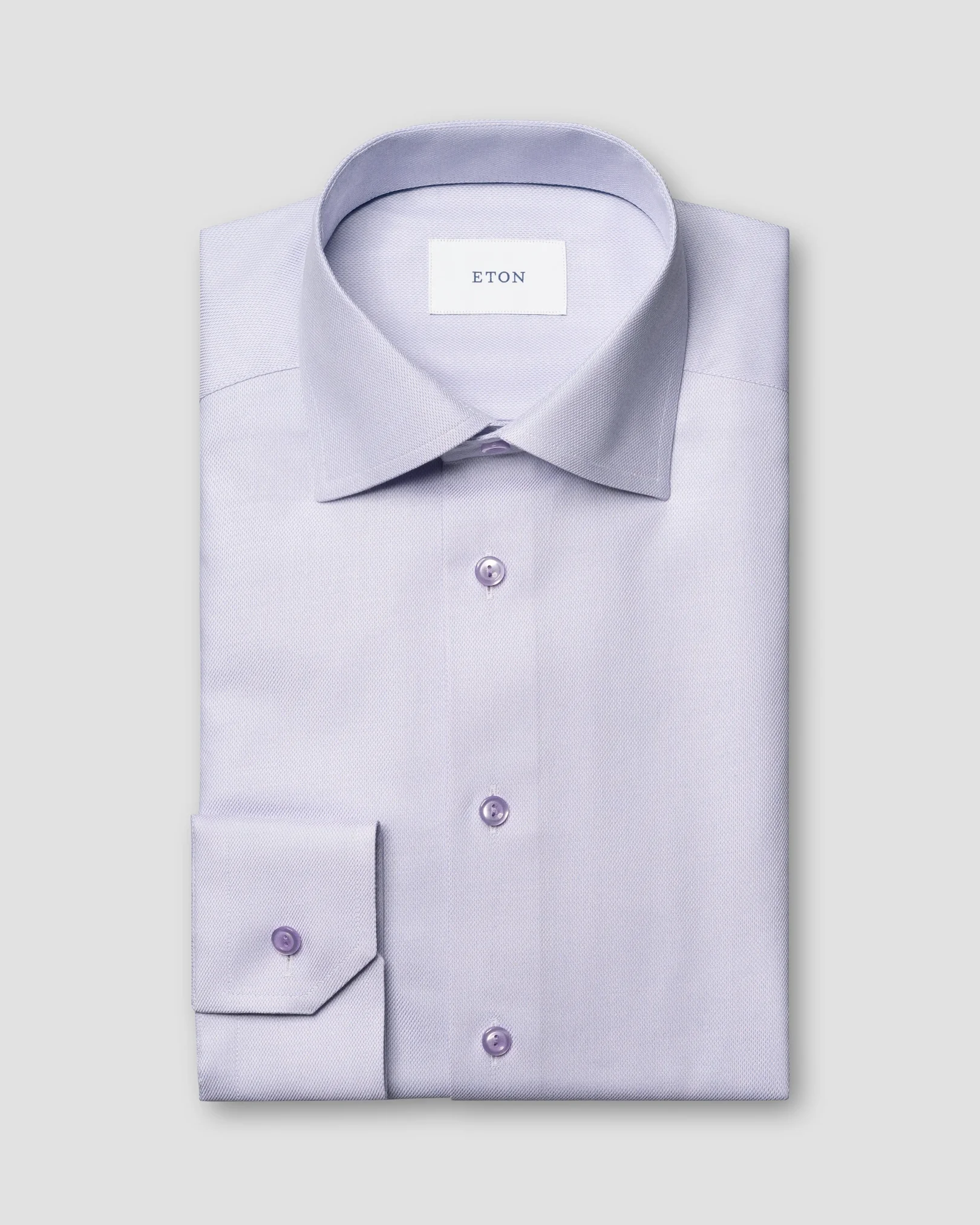 Eton - light purple semi solid twill shirt
