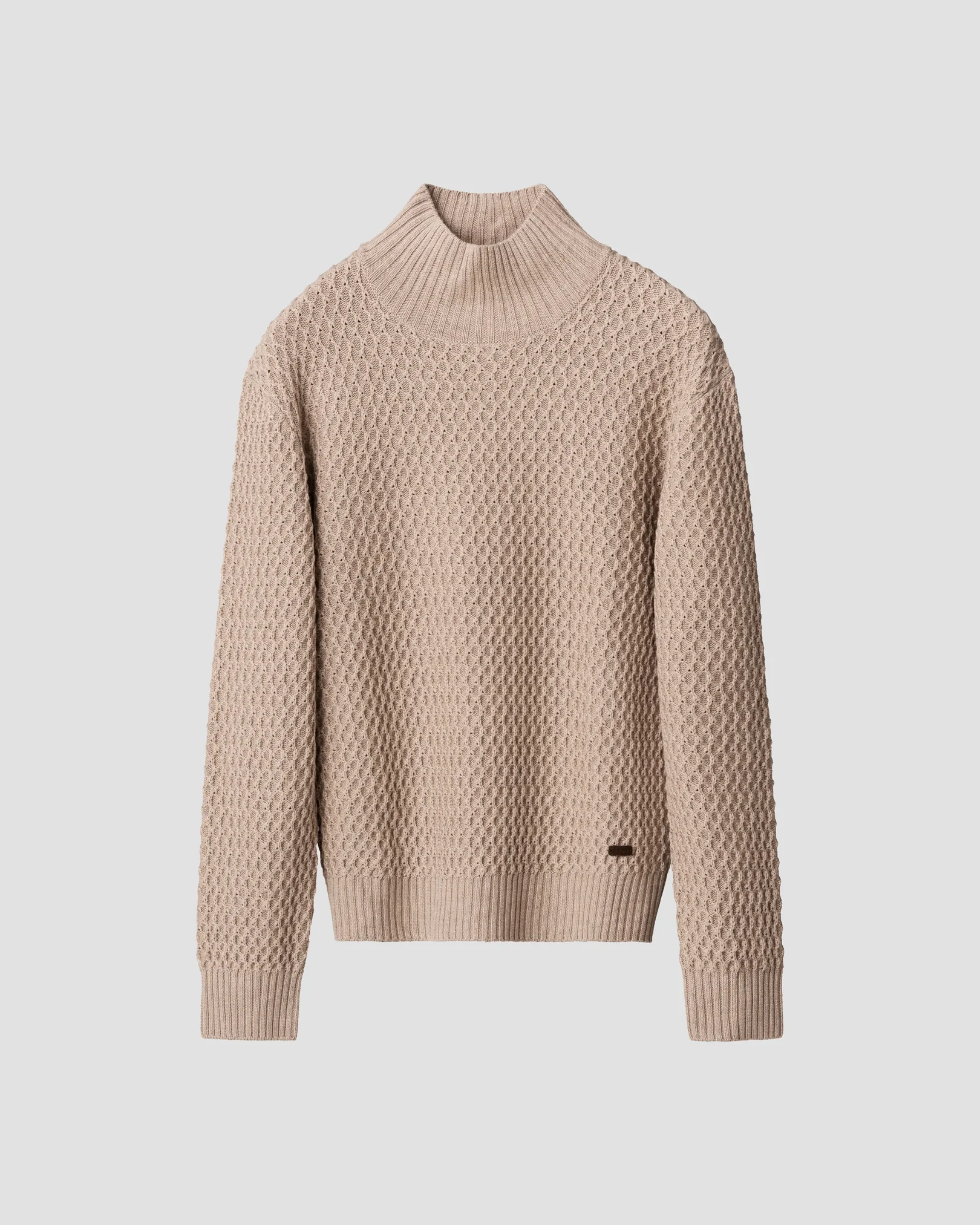 Eton - beige merino heavy structure turtle neck