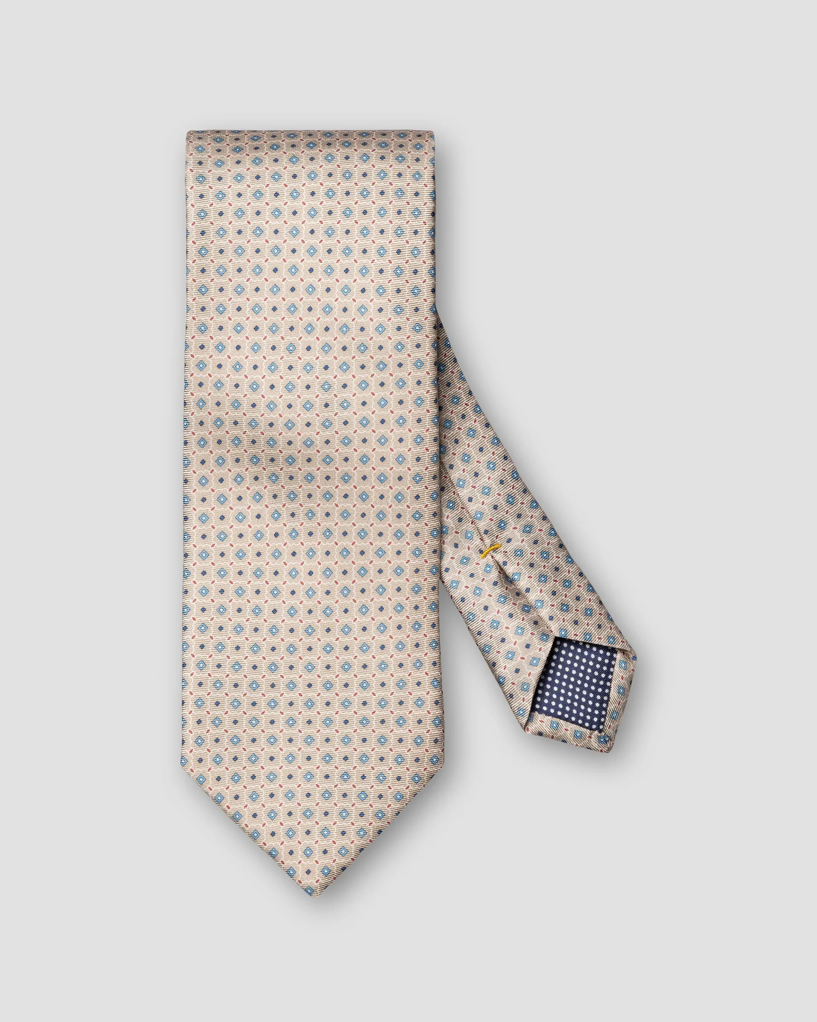 Eton - beige geometric print silk tie beige 258