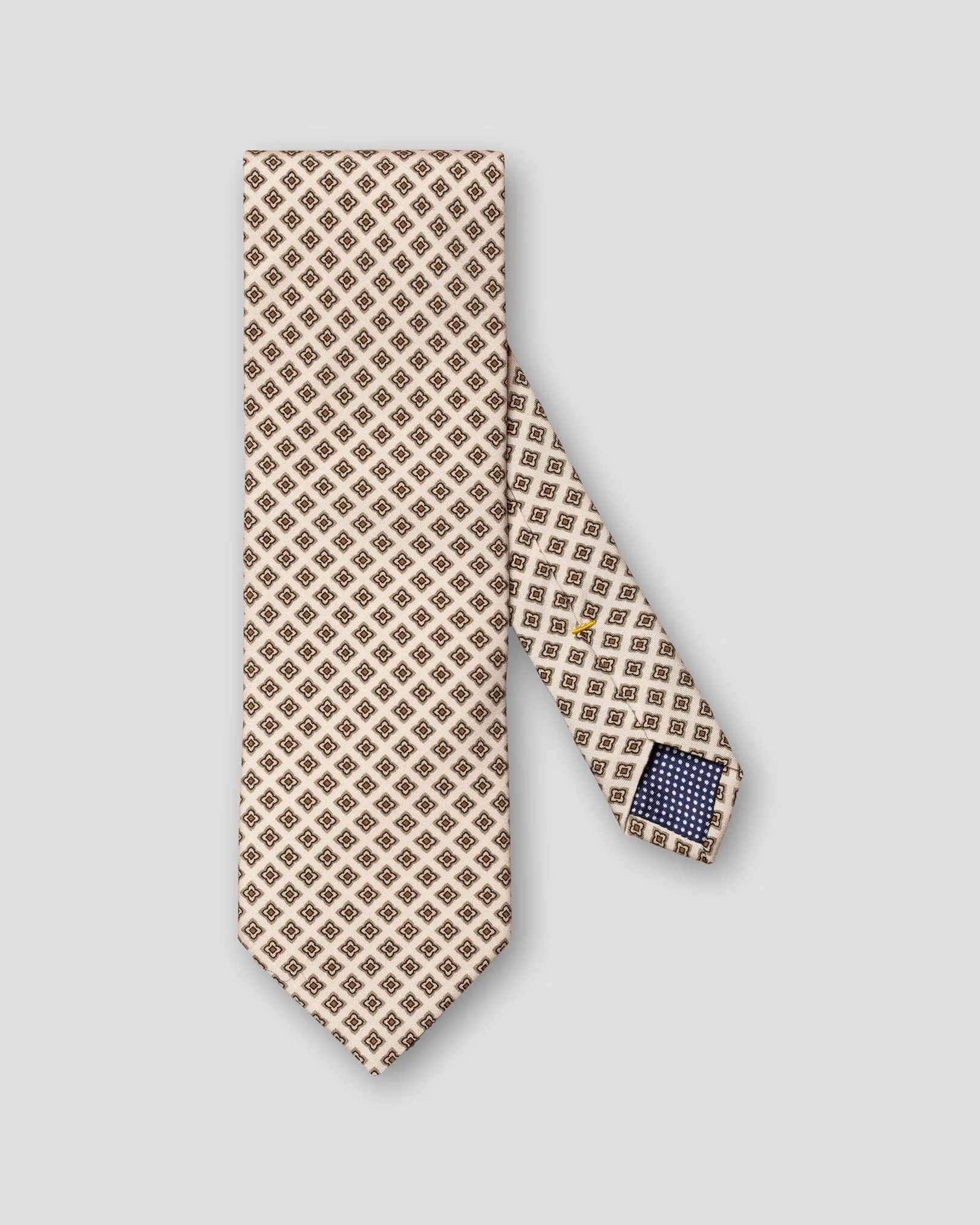 Eton - brown geometric silk tie mico print