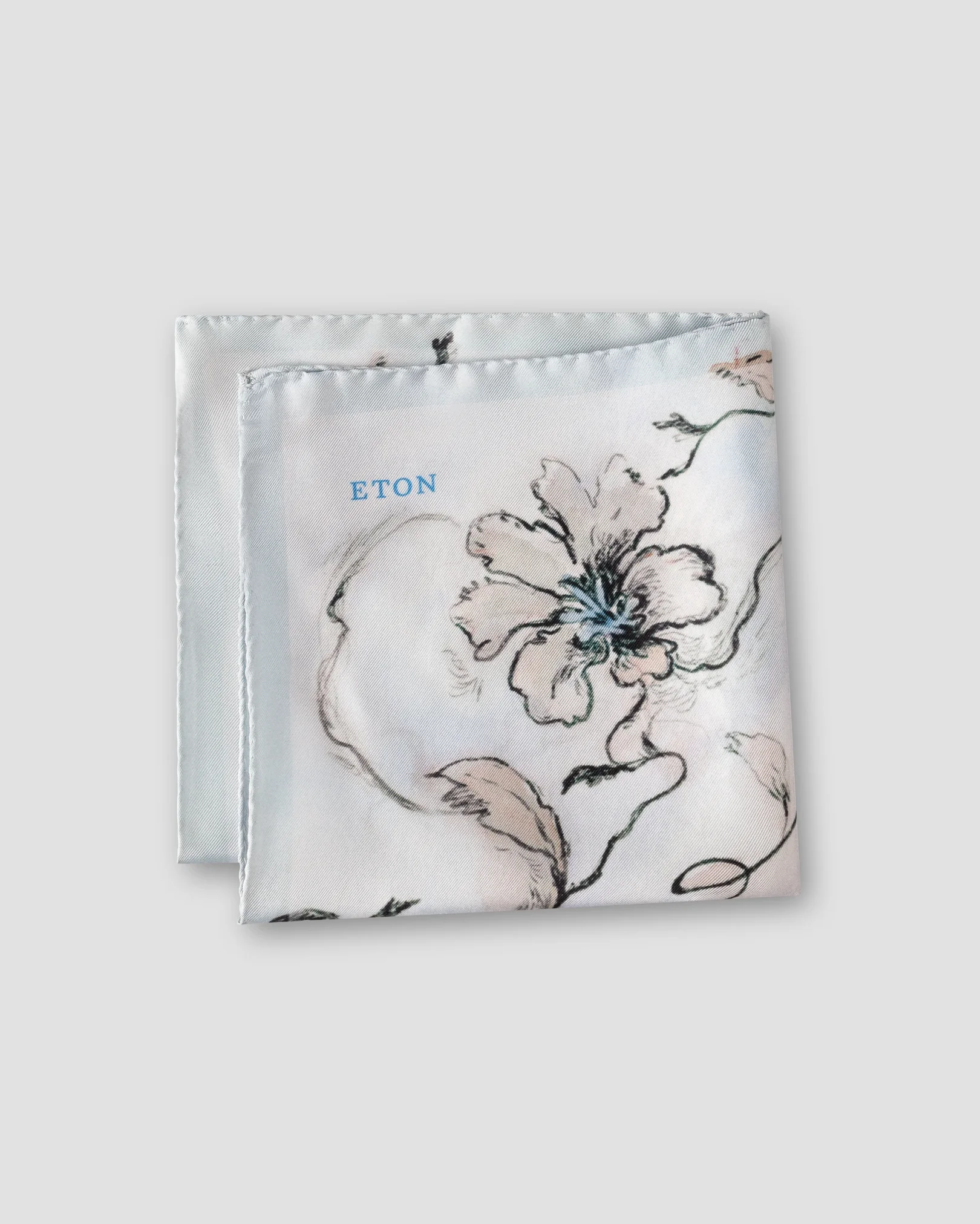 Eton - floral silk pocket square light blue