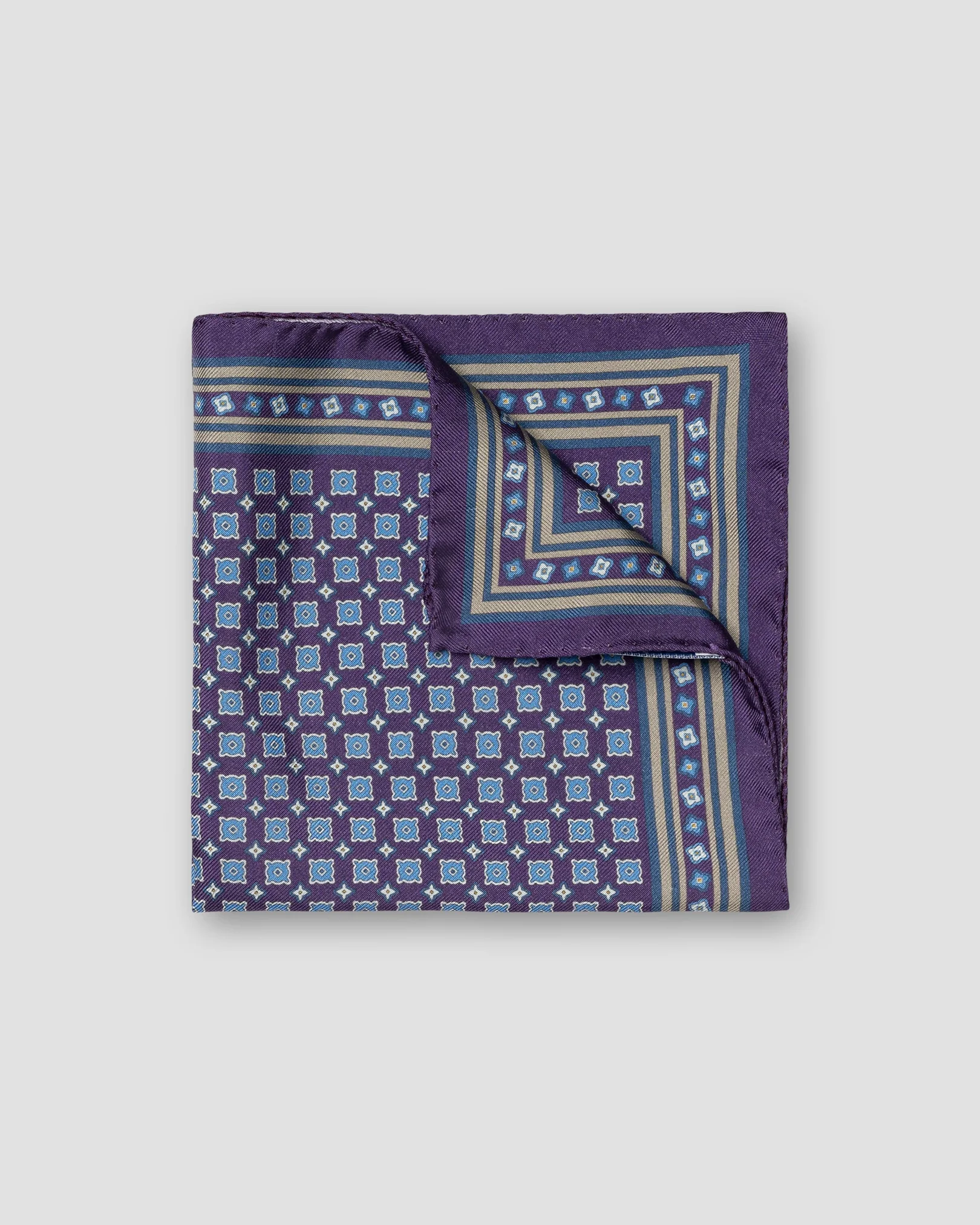 Pochette en soie imprimée médaillon violet moyen