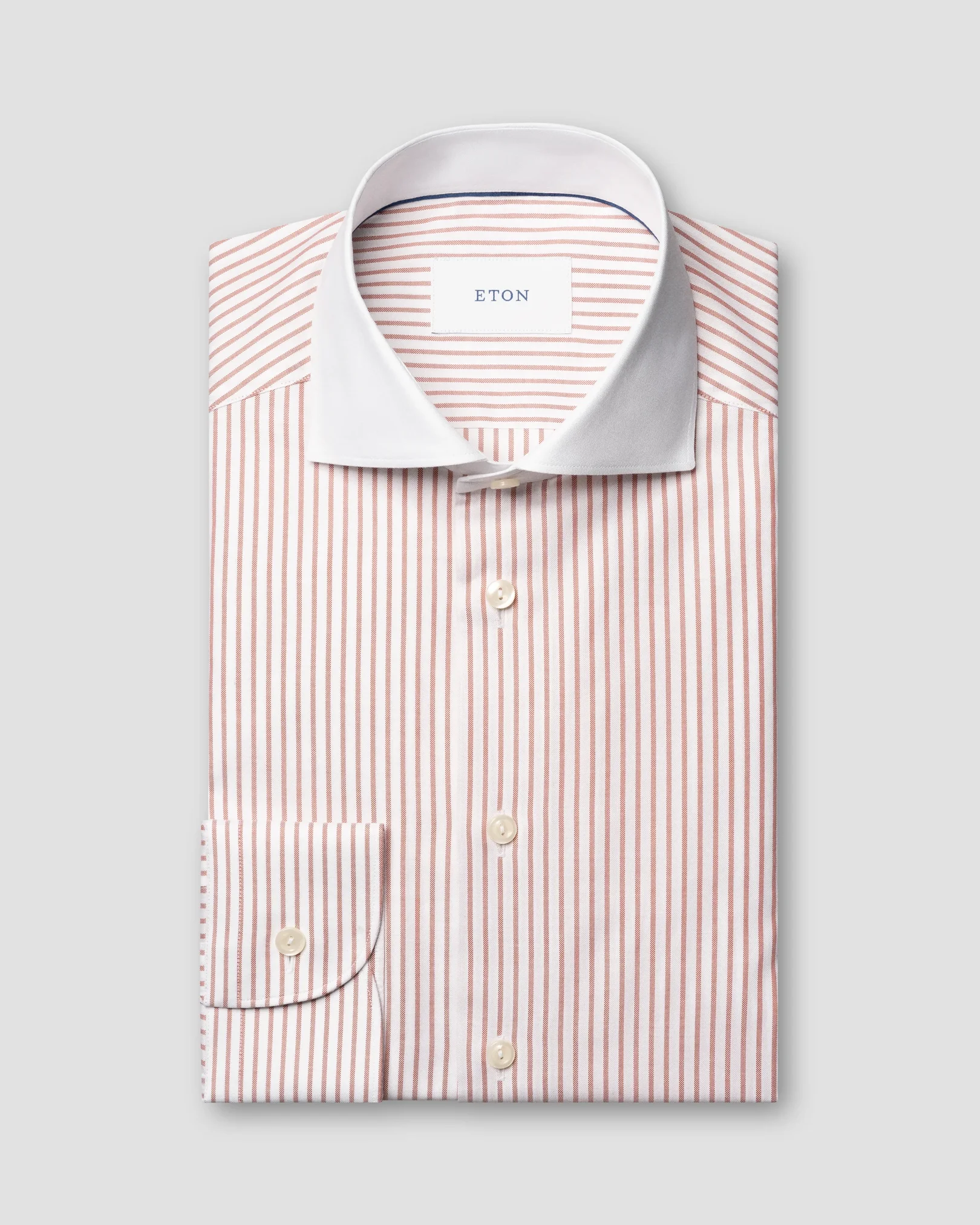 Eton - orange striped signature oxford shirt wide spread 266