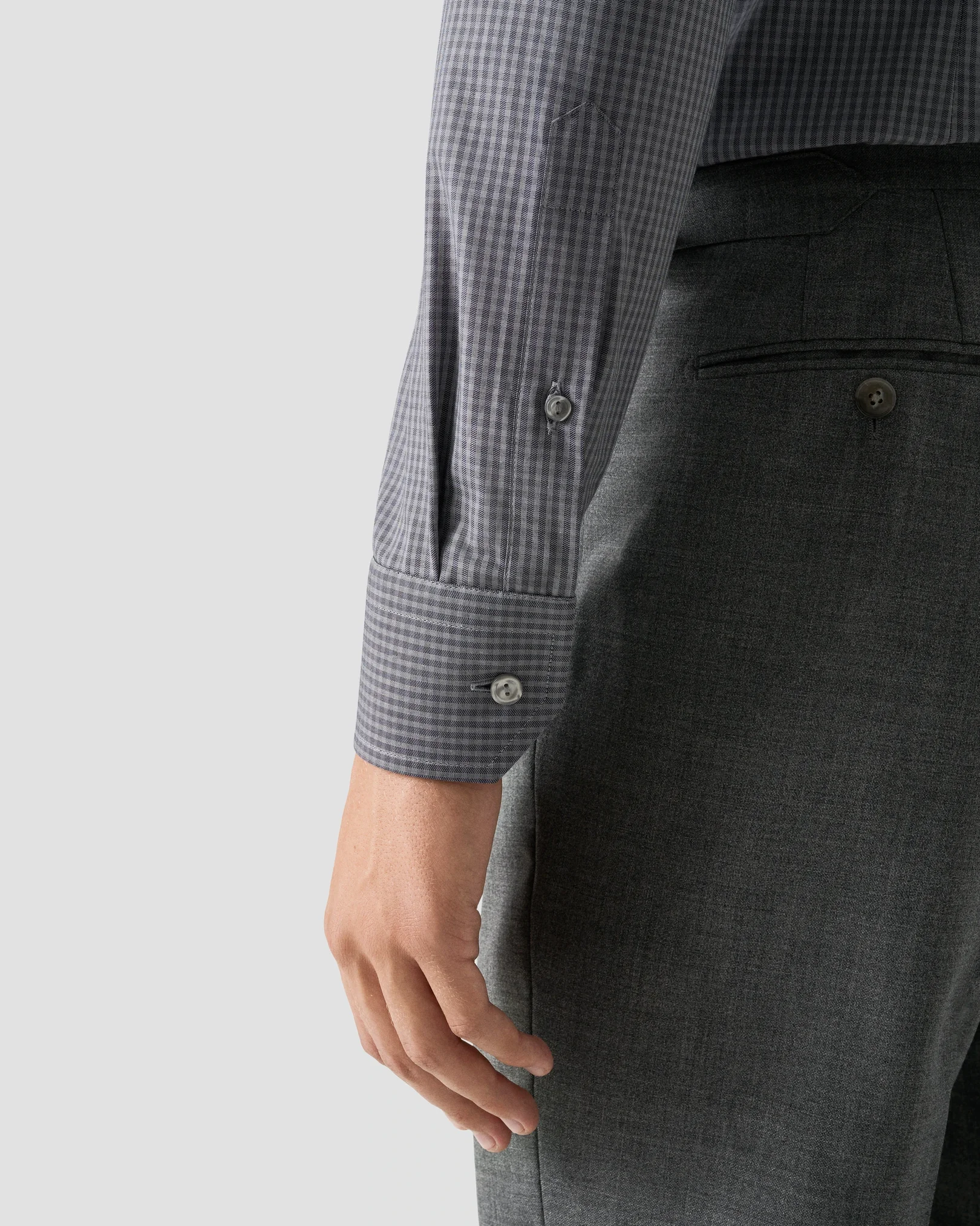 Eton - dark grey check twill shirt