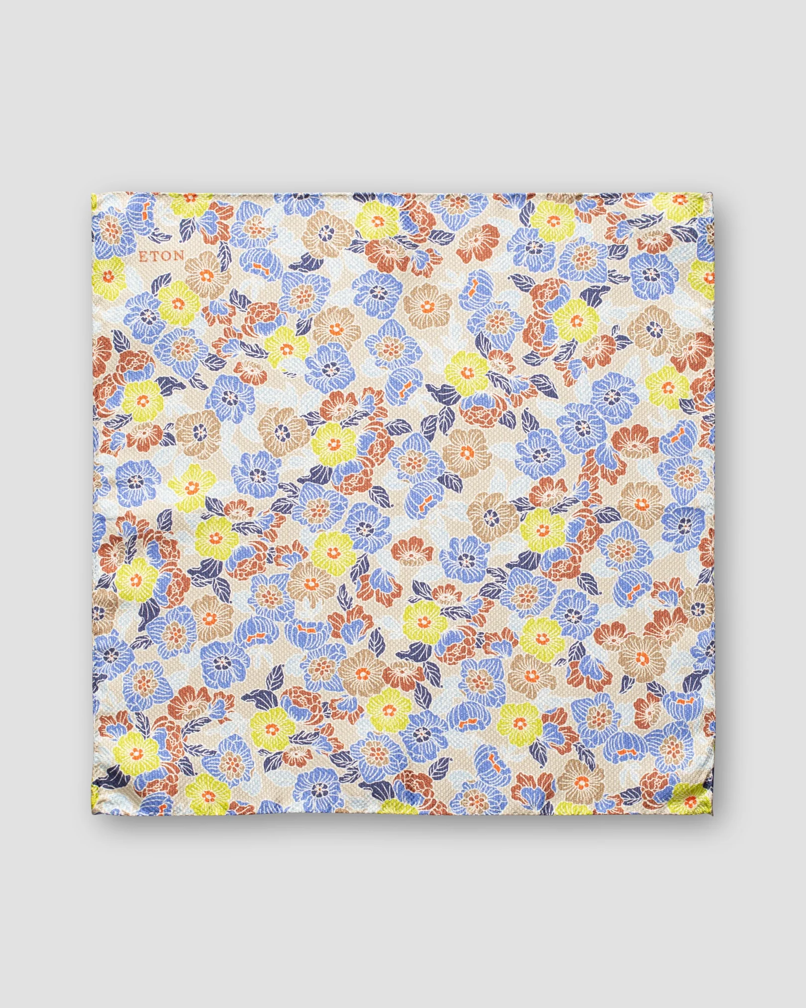 Eton - beige retro flower print pocket square