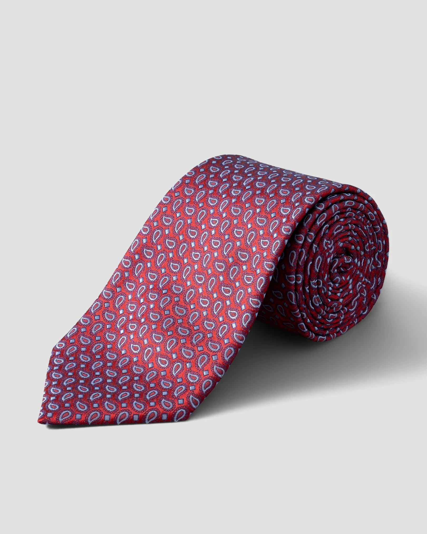 Red Micro Paisley Print Silk Tie