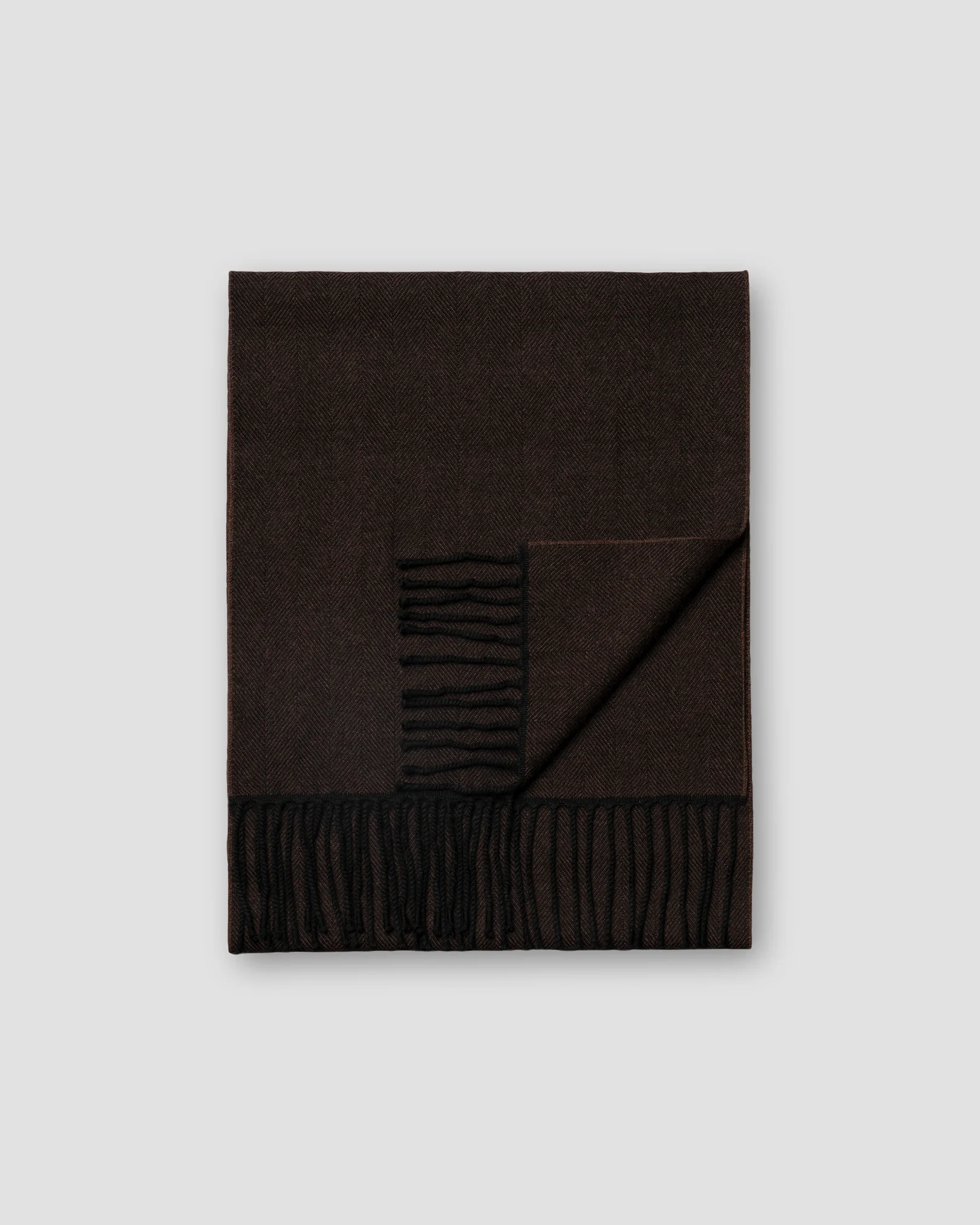 Eton - dark brown herringbone merino wool scarf