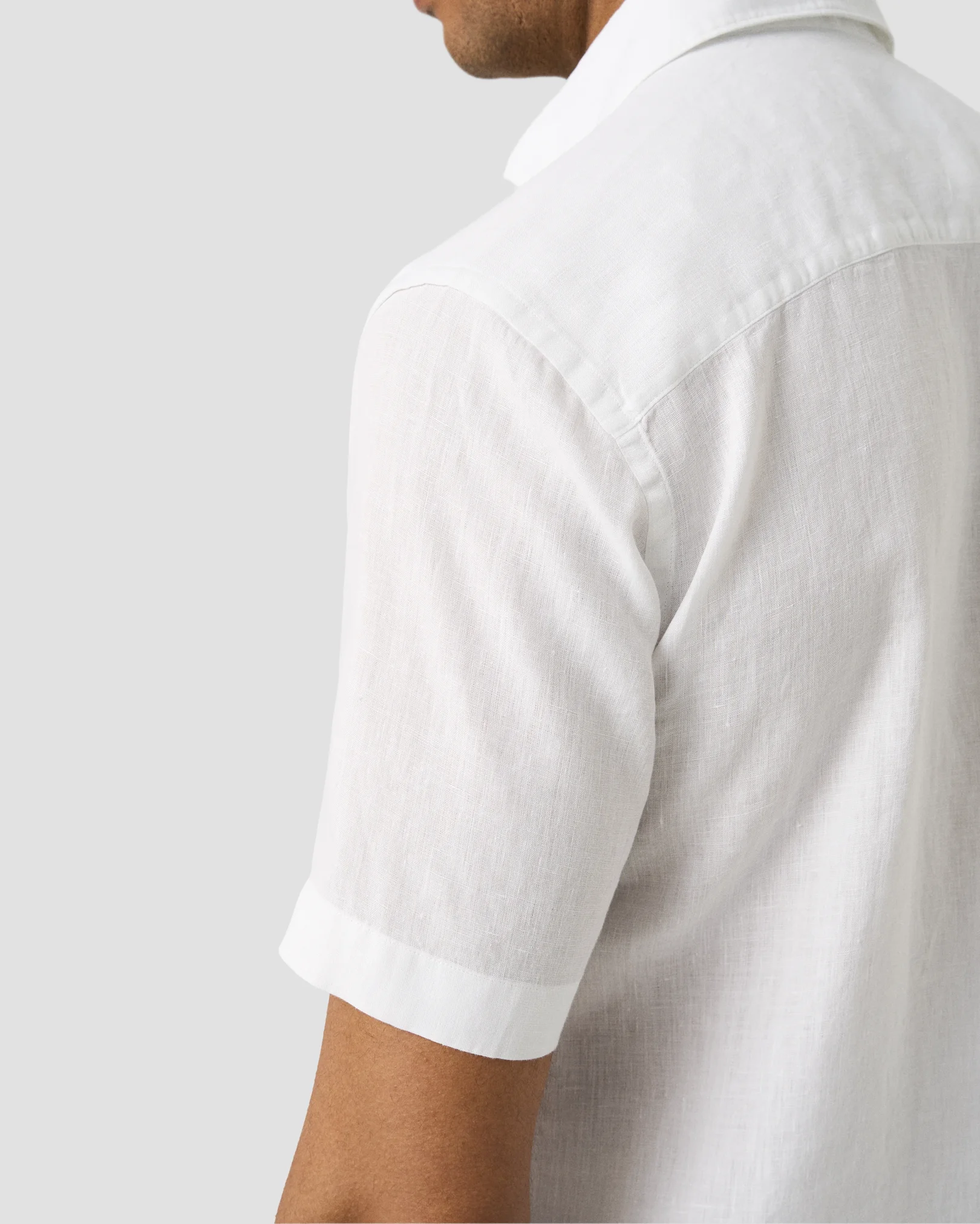 Eton - white solid short sleeve linen shirt