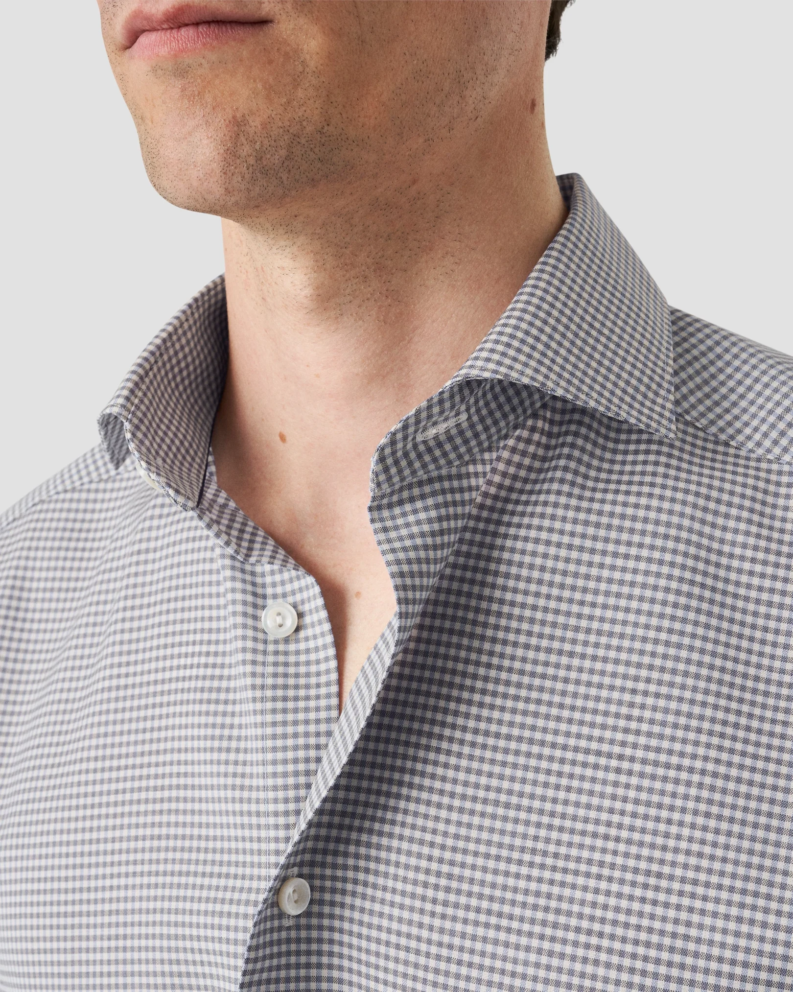 Eton - light blue checked merino