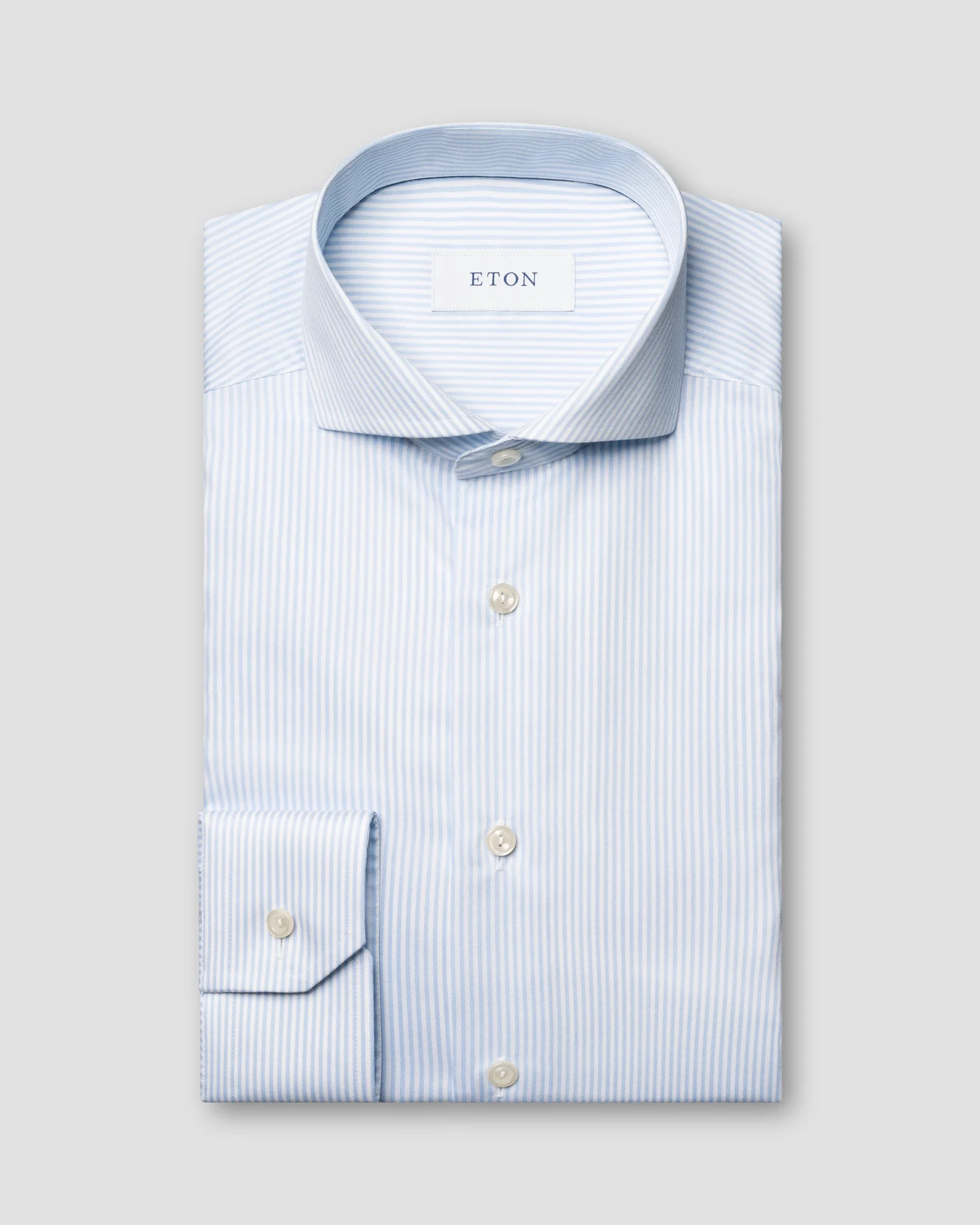 Eton - striped fine twill extreme cut away shirt