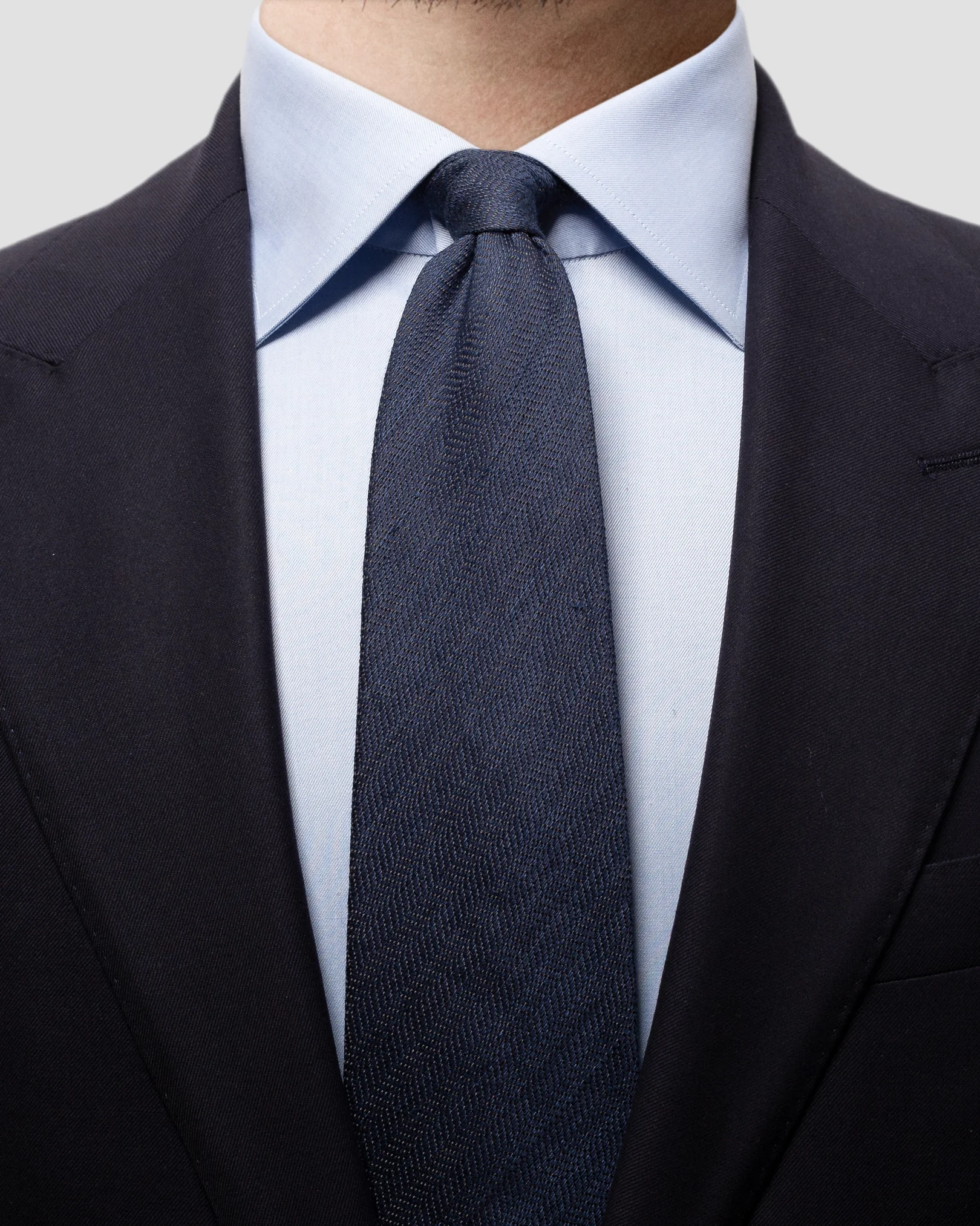 Eton - navy cotton linen silk tie