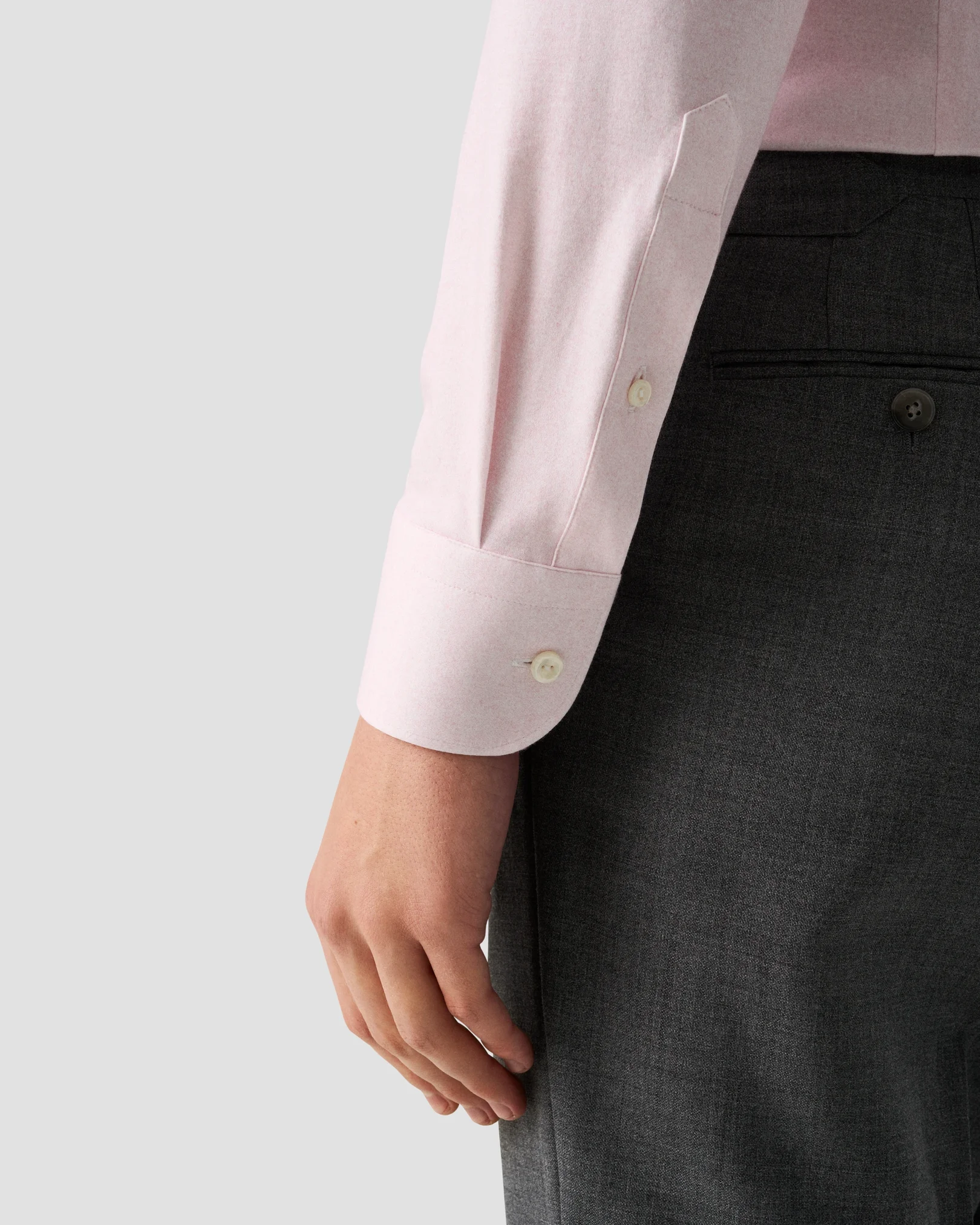 Eton - pink solid cotton four way stretch shirt