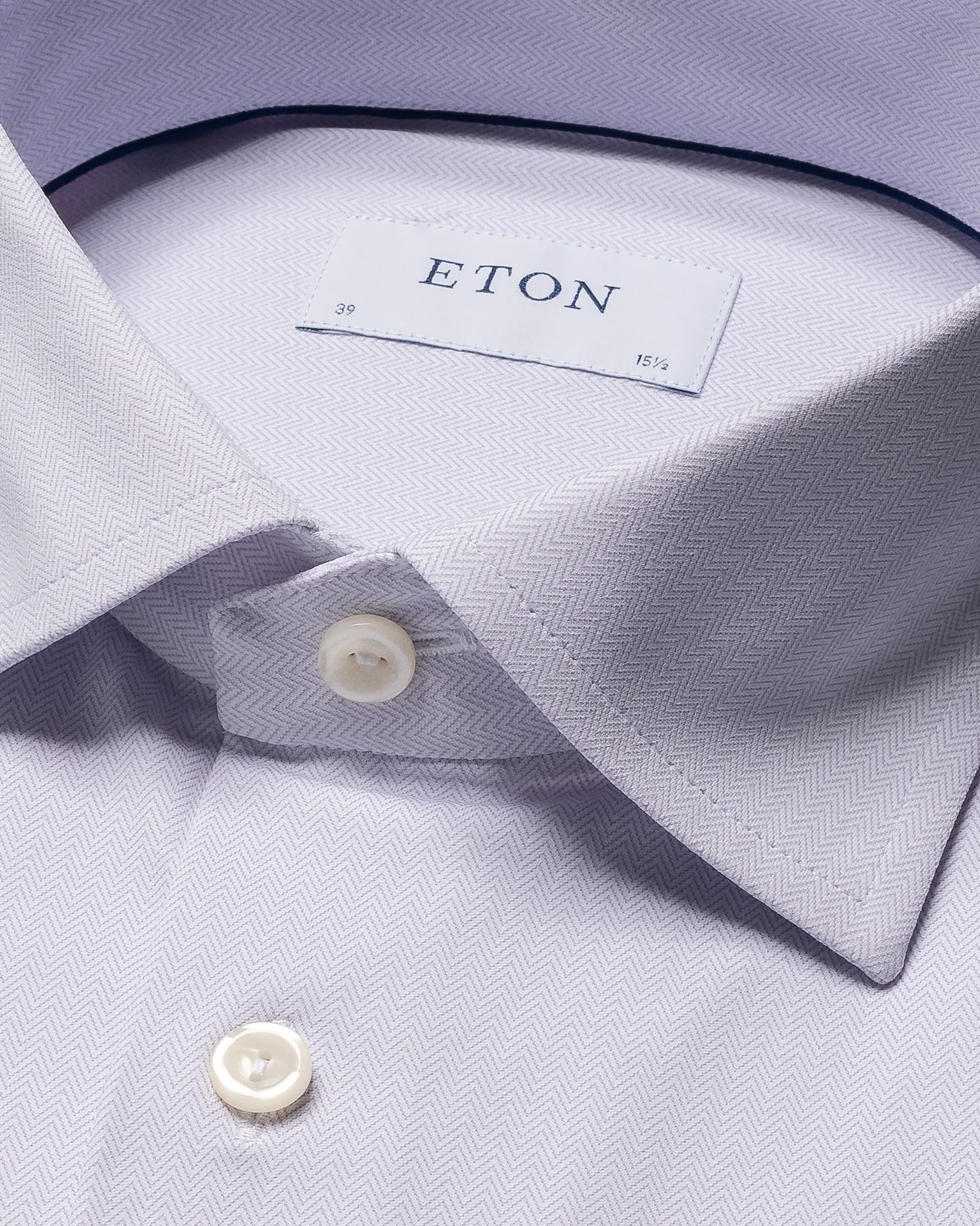 Light Purple Herringbone Four-Way Stretch Shirt - Eton