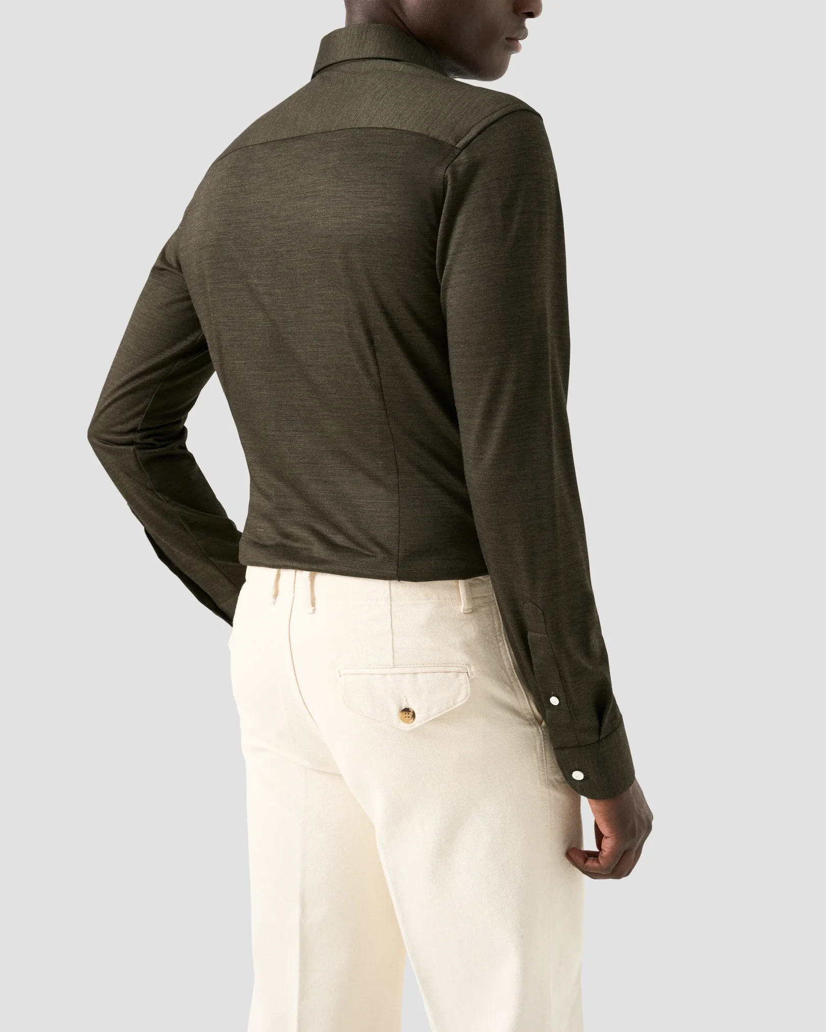 Eton - merino lyocell jersey shirt dark green merino lyocell jersey shirt