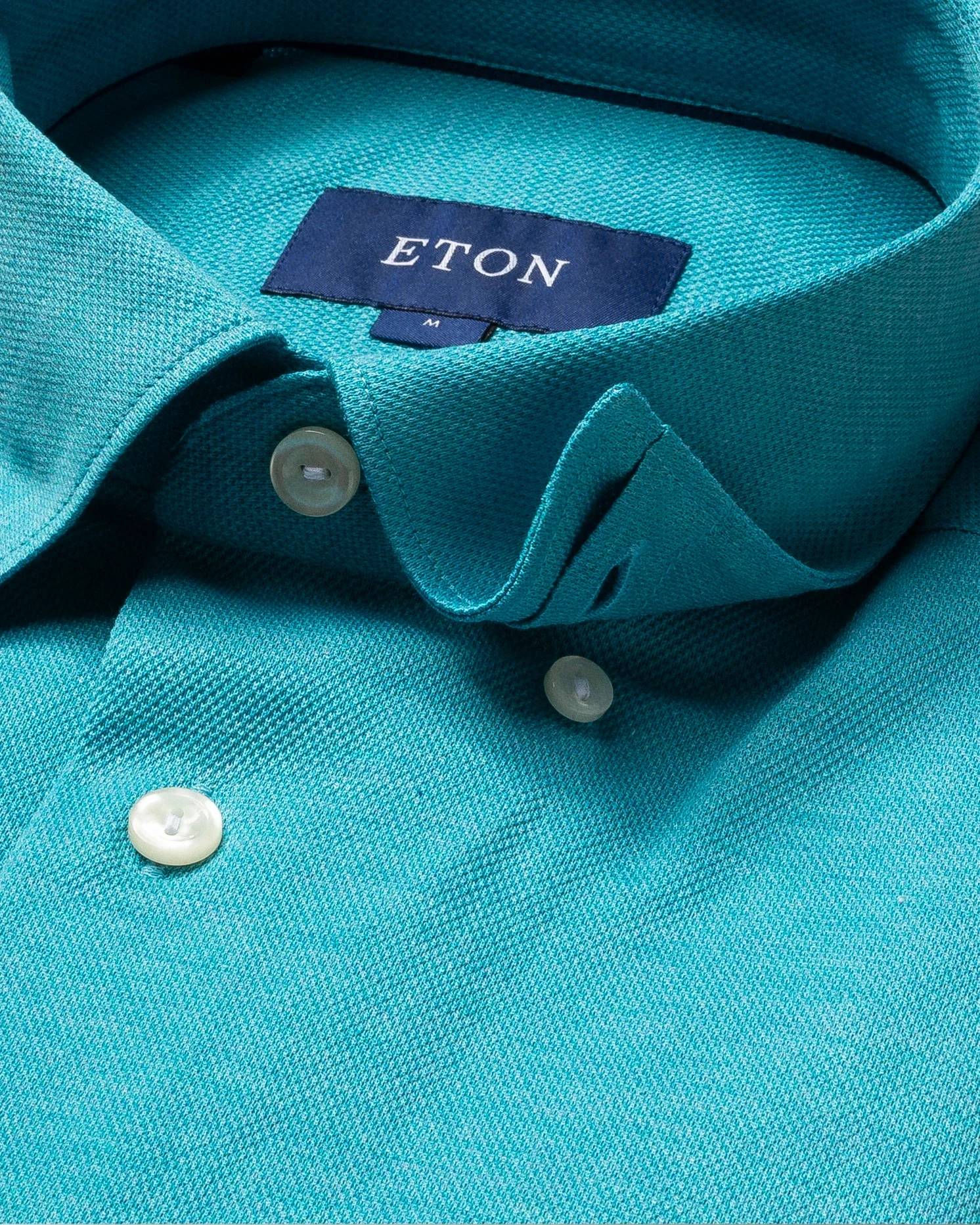 Eton - turquoise pique shirt long sleeved