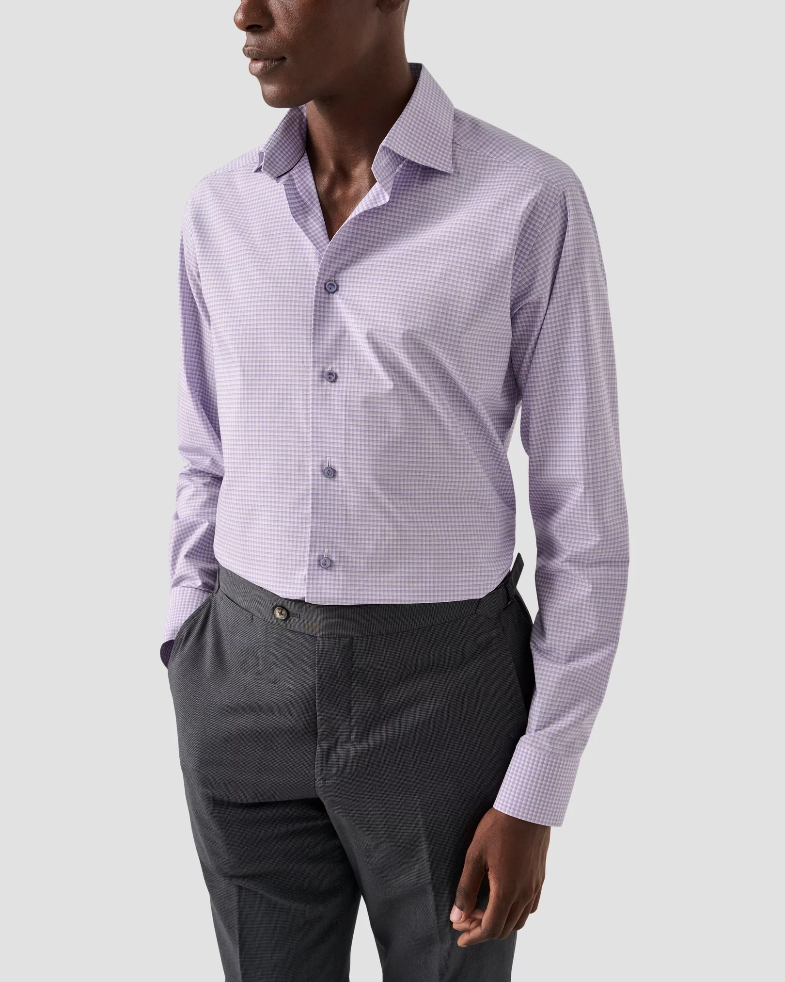 Eton - Light Purple Checked Supima 120 Poplin Shirt