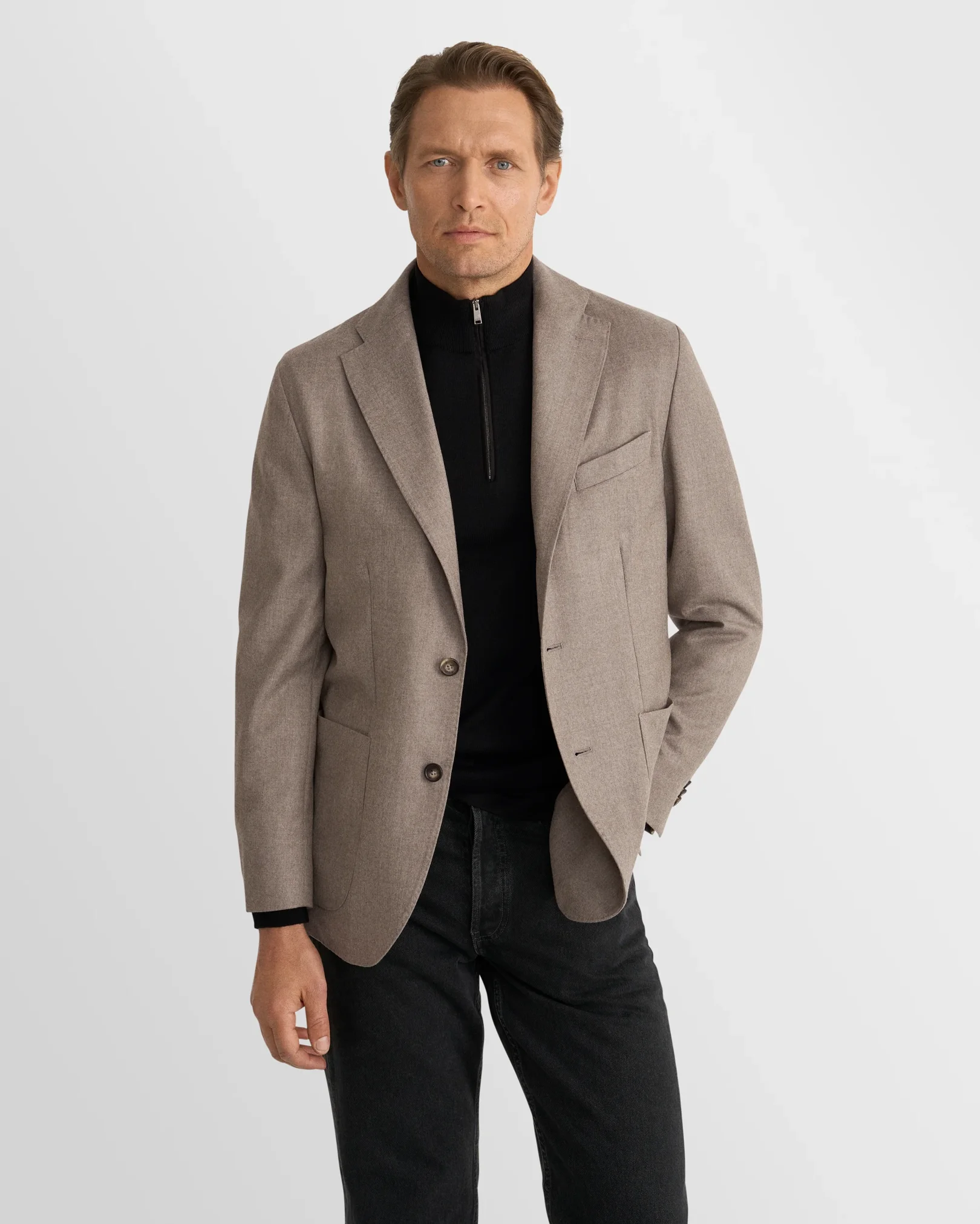 Eton - black merino quarter zip knit sweater