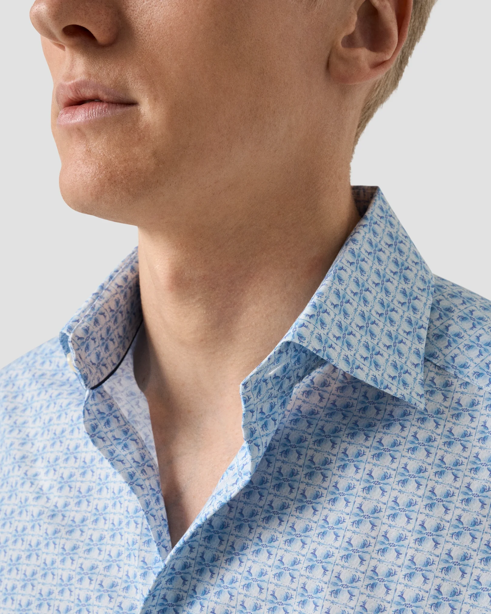 Eton - light blue floral signature poplin shirt