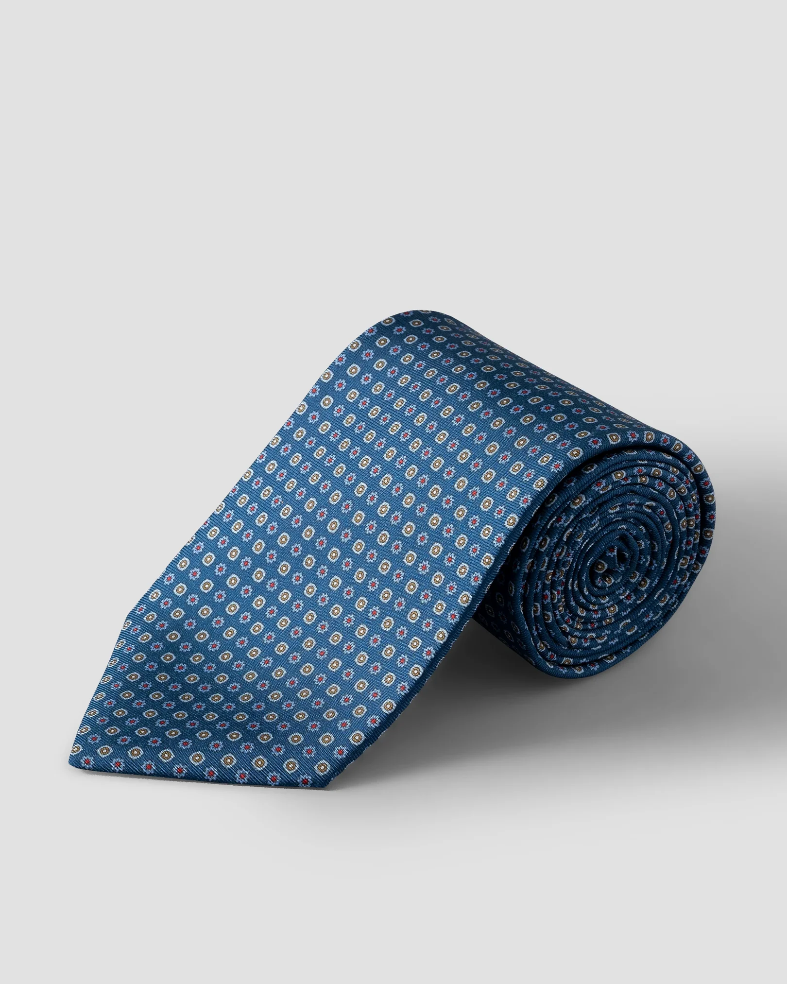 Eton - navy blue micro floral printed silk tie