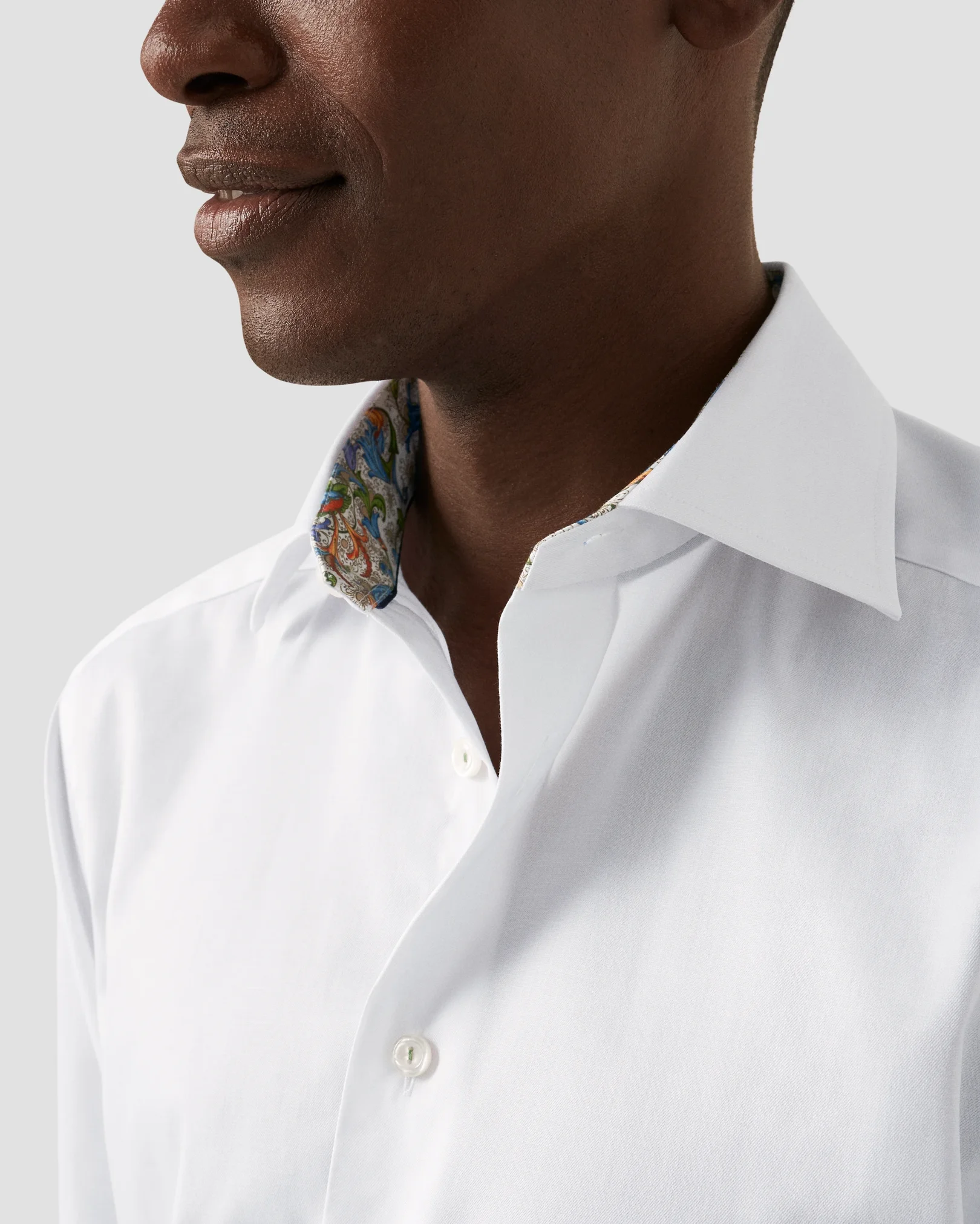 Eton - white signature twill floral cotrast shirt