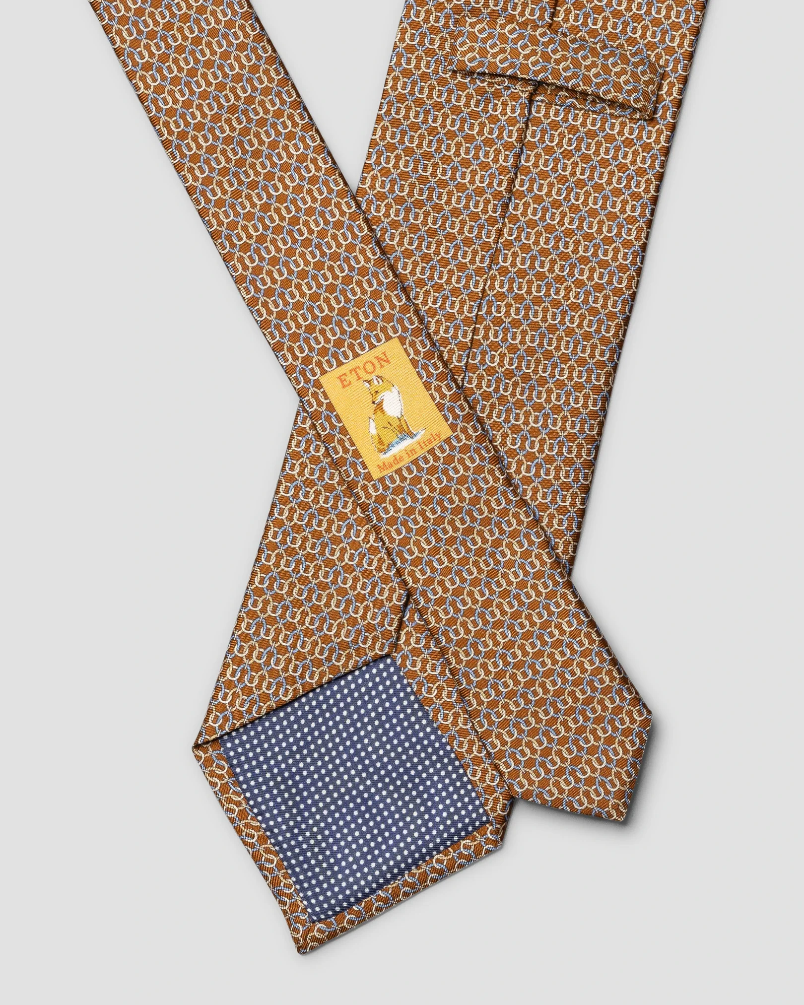 Eton - geometric print silk tie brown geometric print silk tie