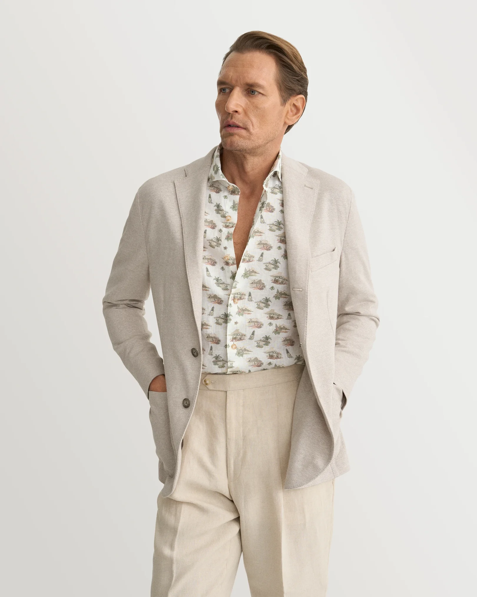 Eton - motif linen shirt