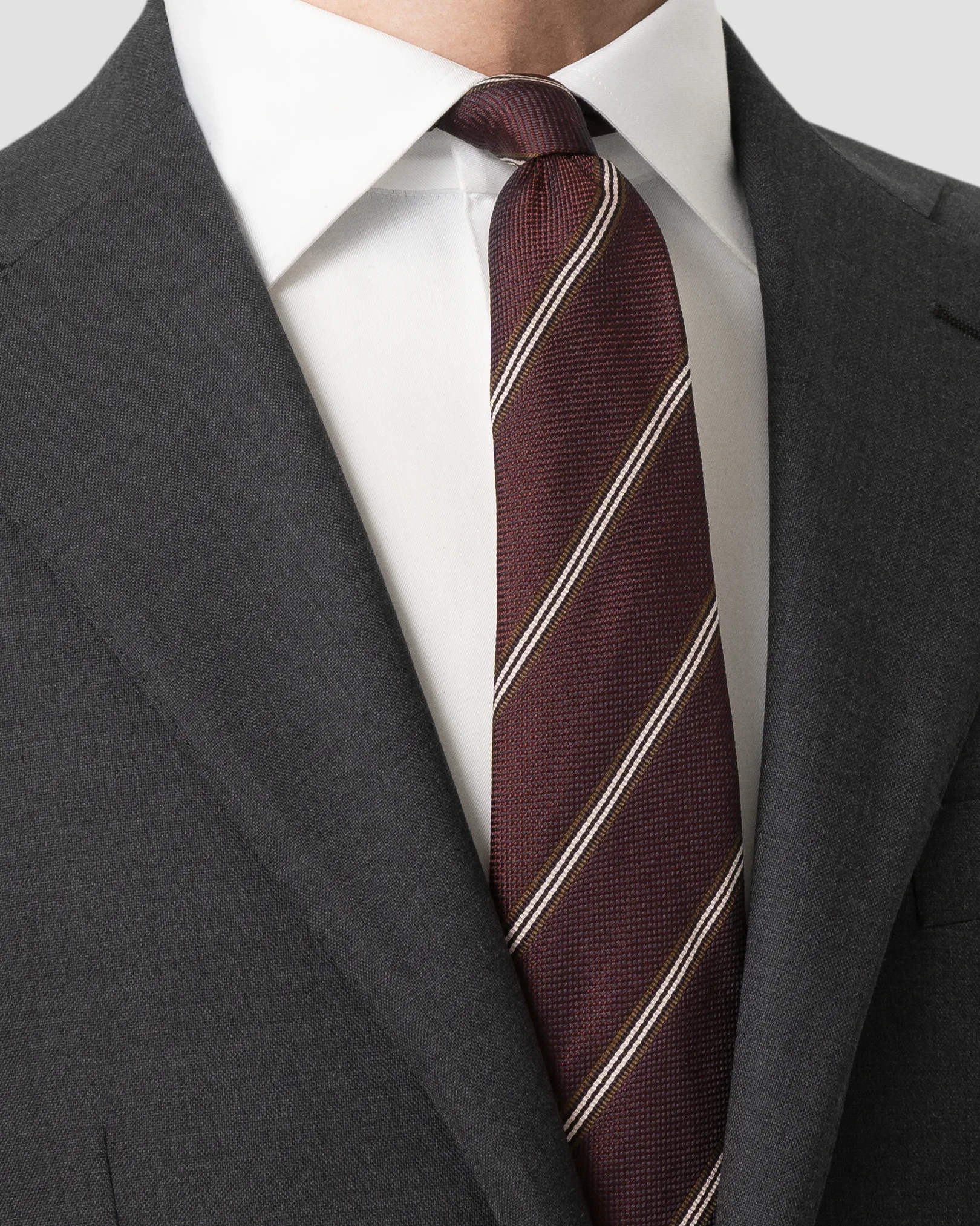 Eton - dark red striped woven silk tie 266