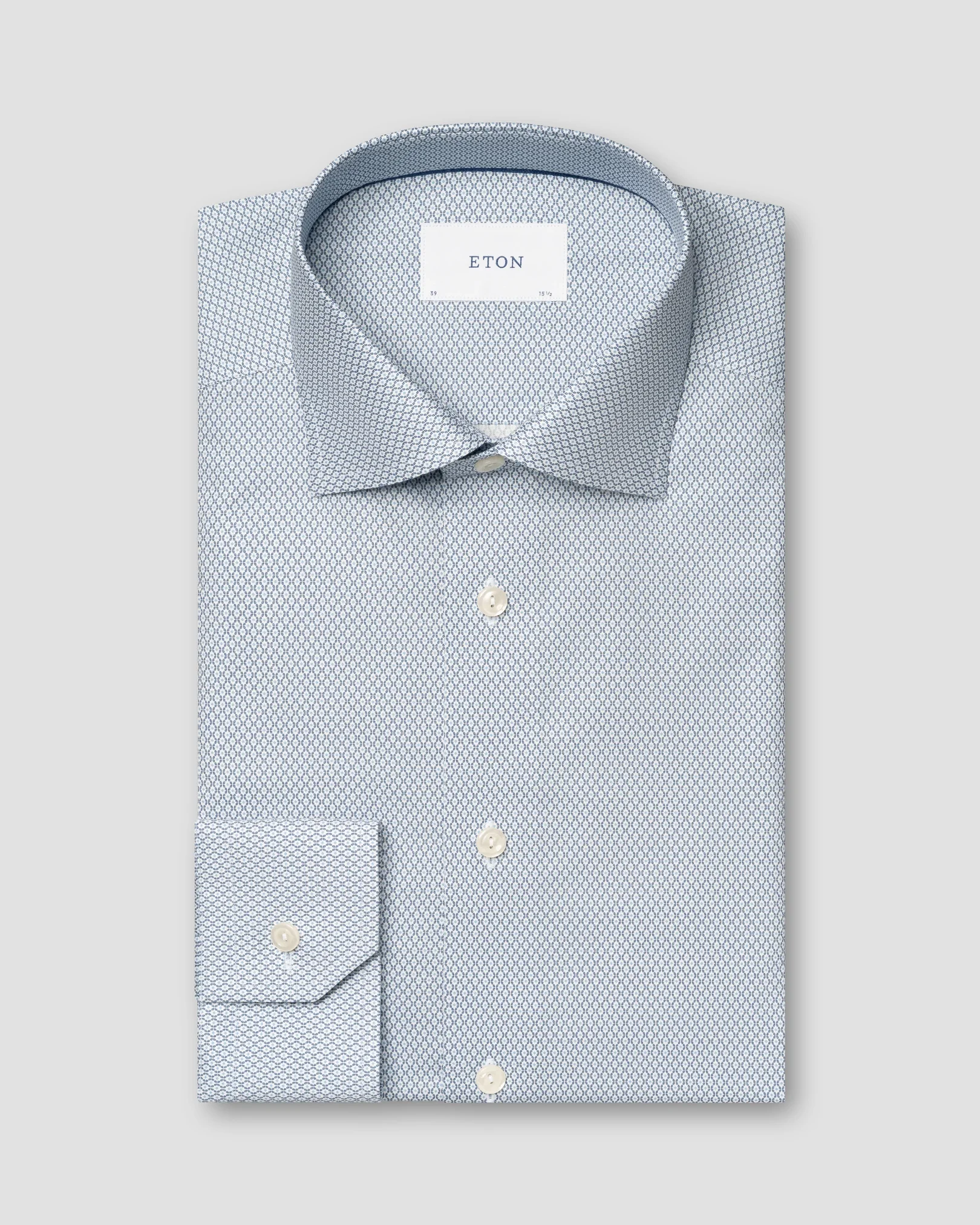 Eton - light blue micro print signature twill shirt