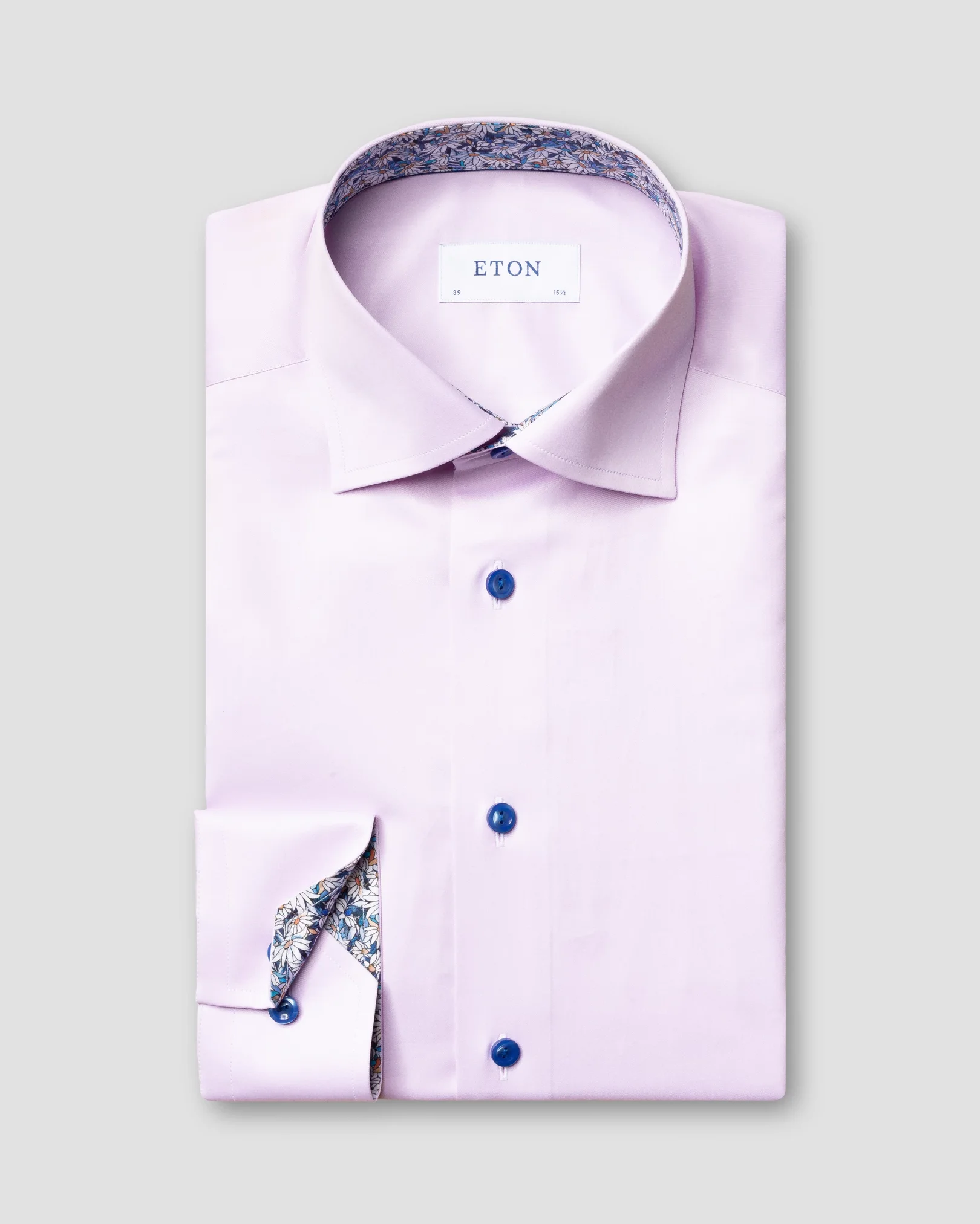 Eton - pink signature twill shirt printed details