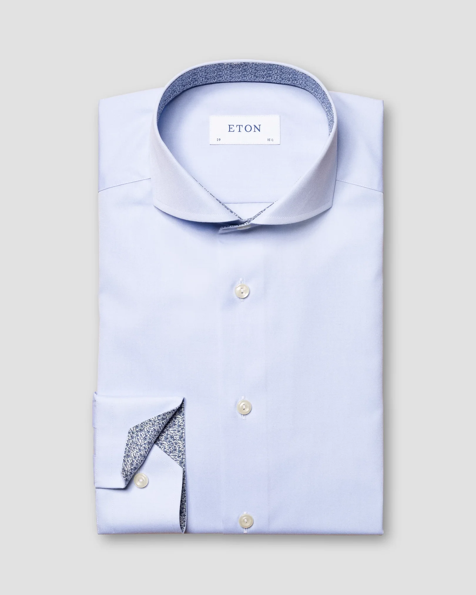 Eton - light blue poplin shirt mushroom print details