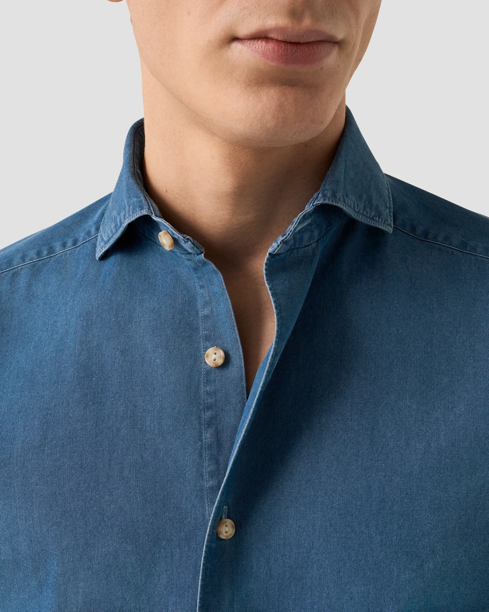 Eton - navy blue lightweight denim shirt 258