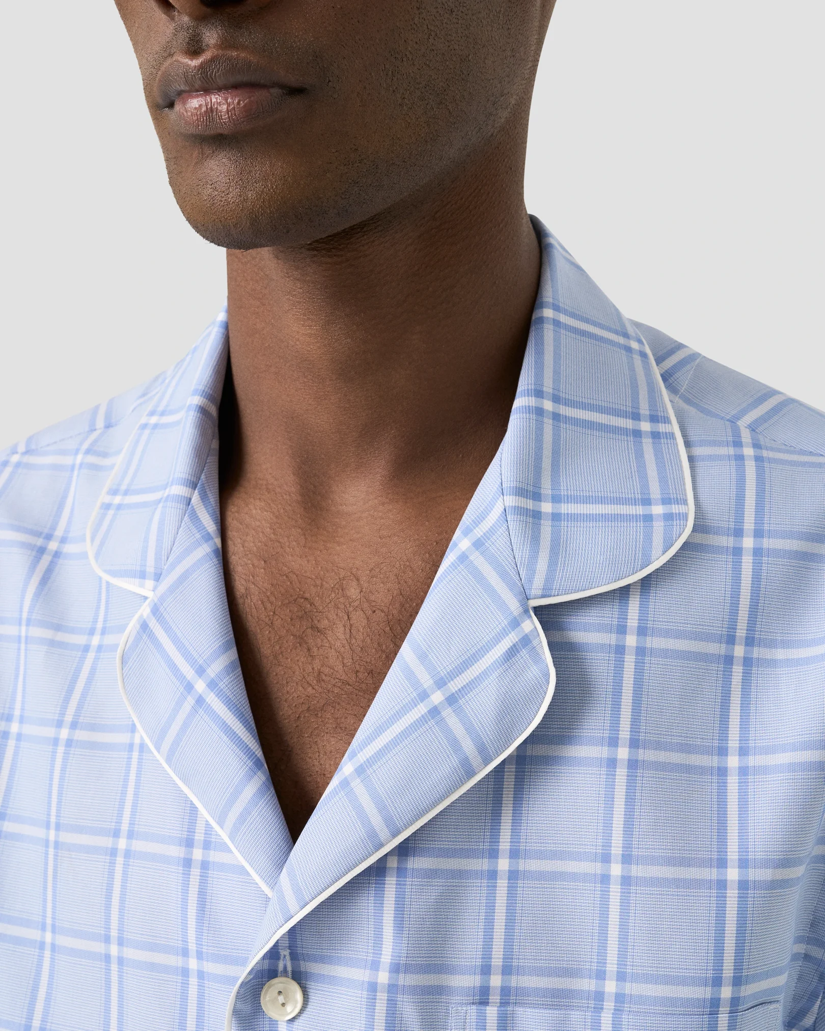 Eton - checked pyjama set mid blue