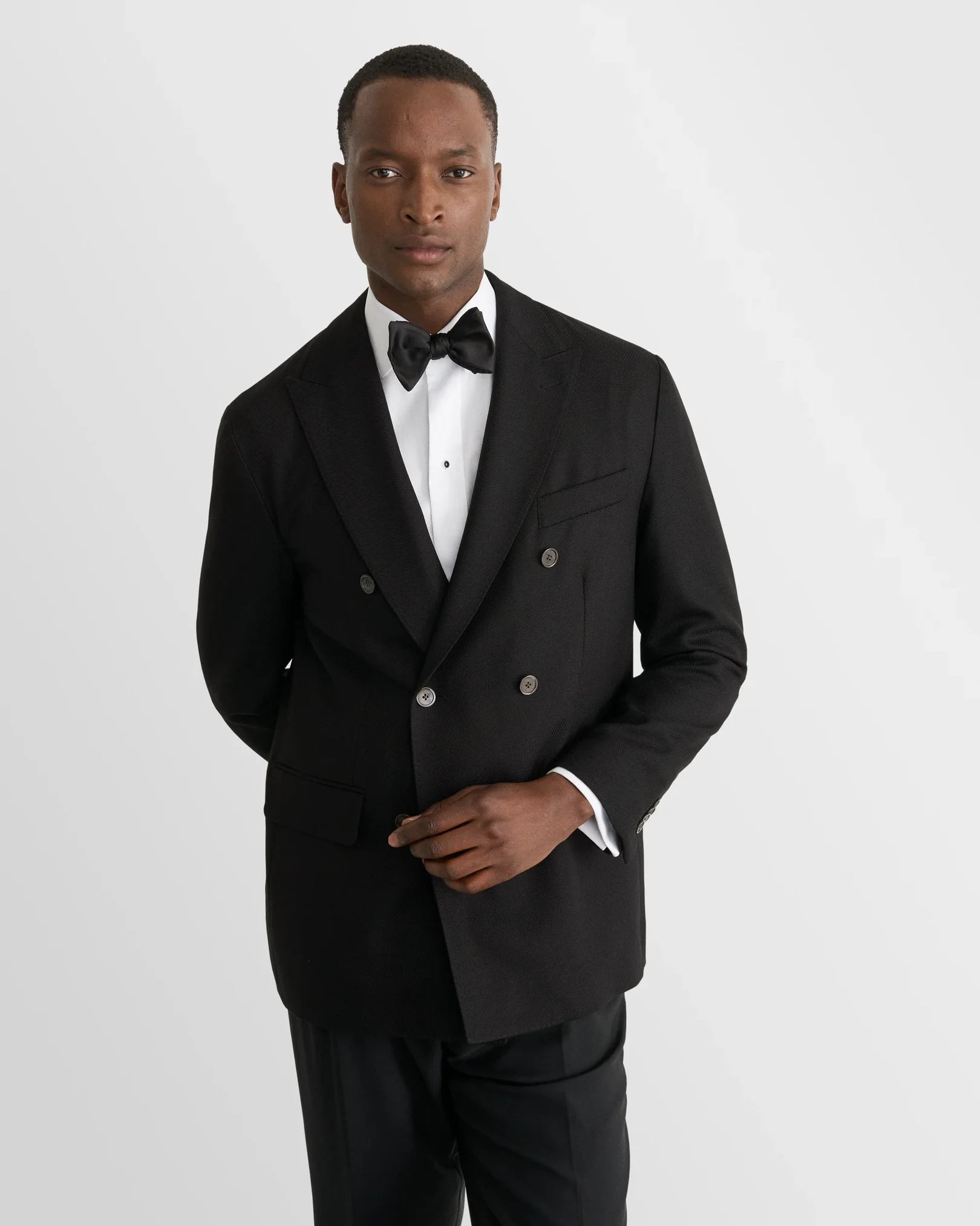 Eton - Black Double Breasted Hopsack Soft Jacket