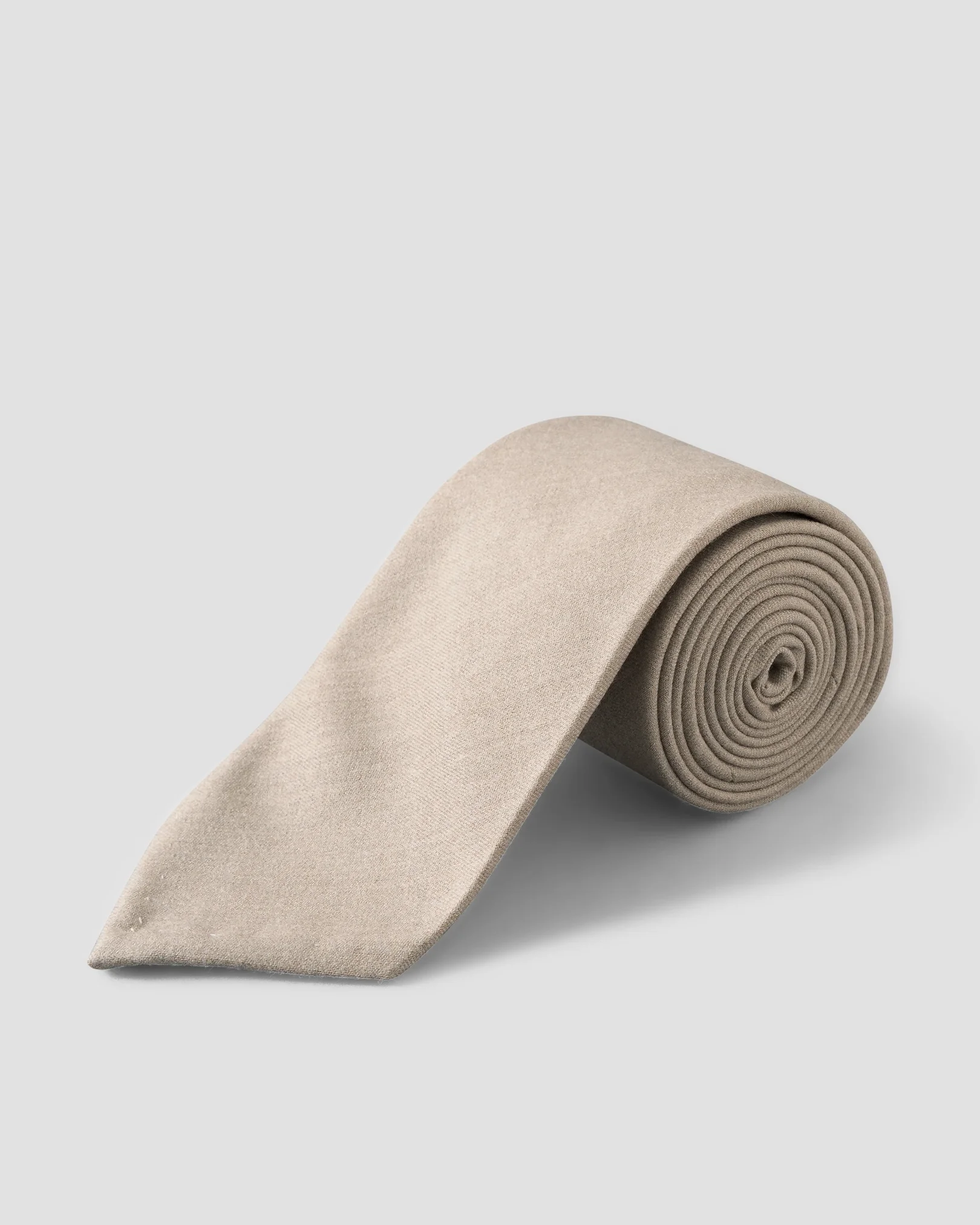 Eton - solid wool flannel tie beige solid wool flannel tie