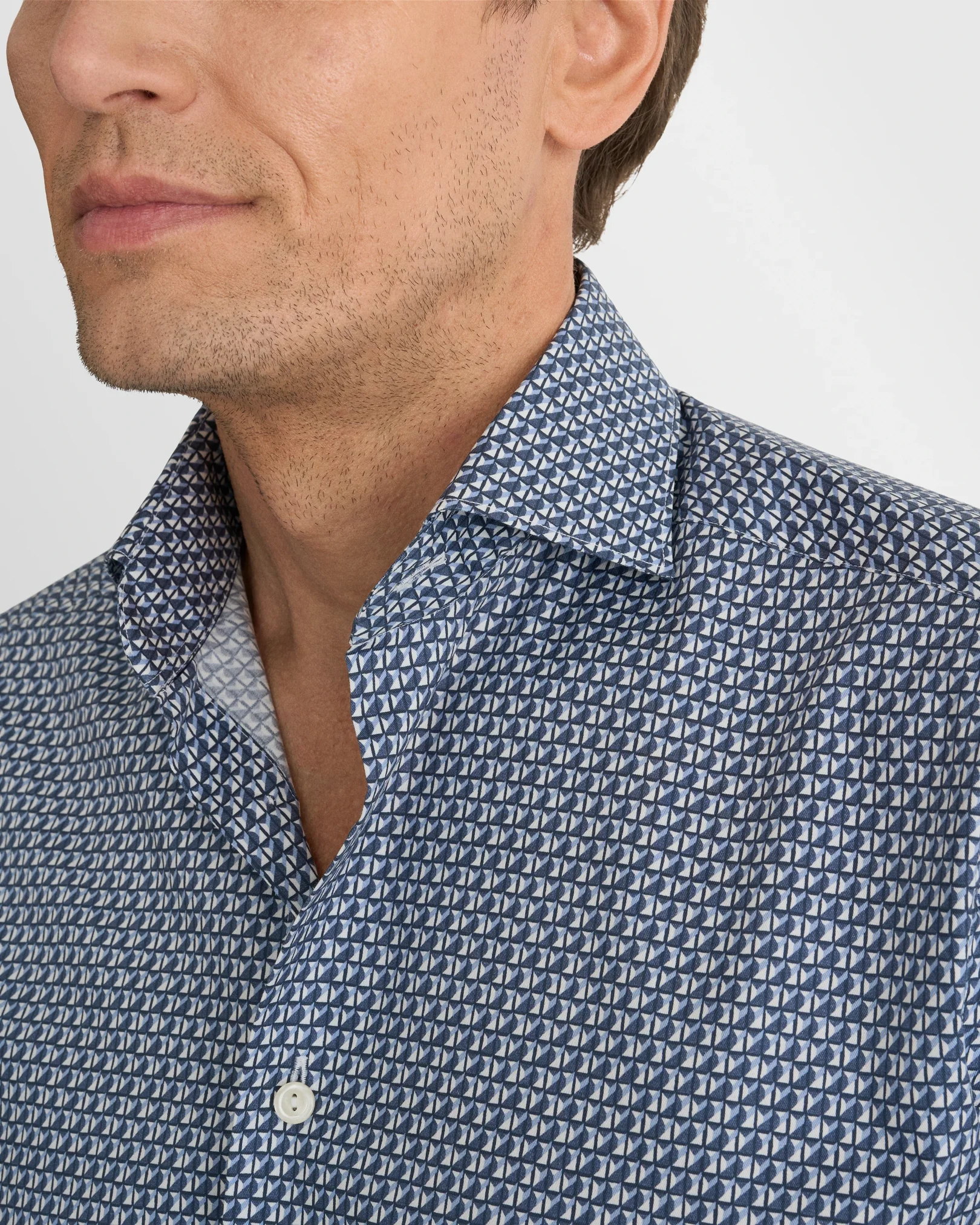 Eton - dark blue geometric signature twill shirt wide spread 266
