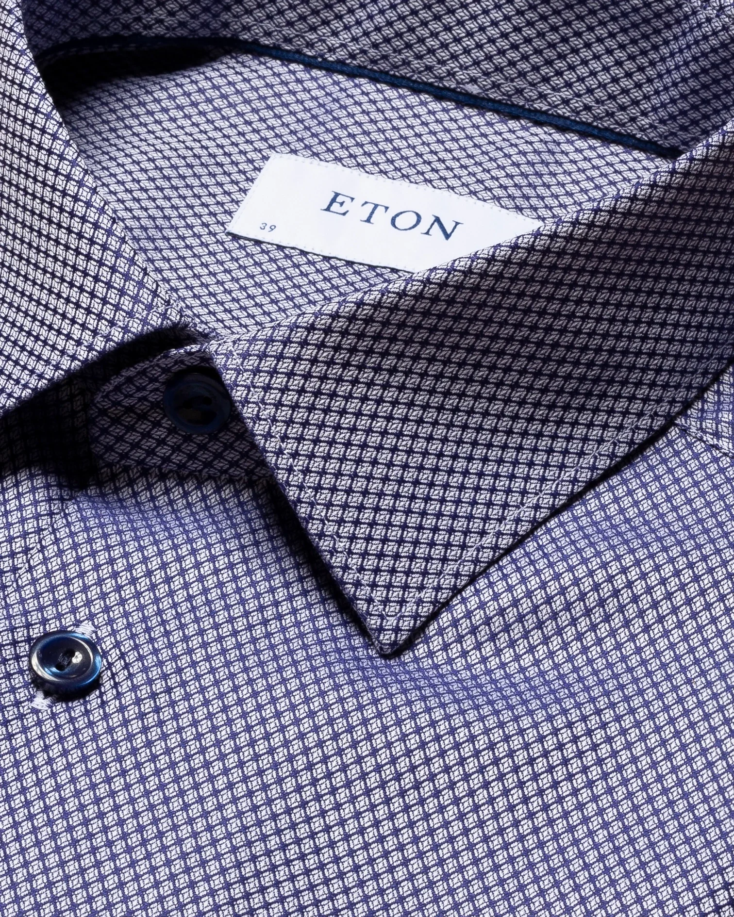 Eton - dark blue dobby shirt pointed