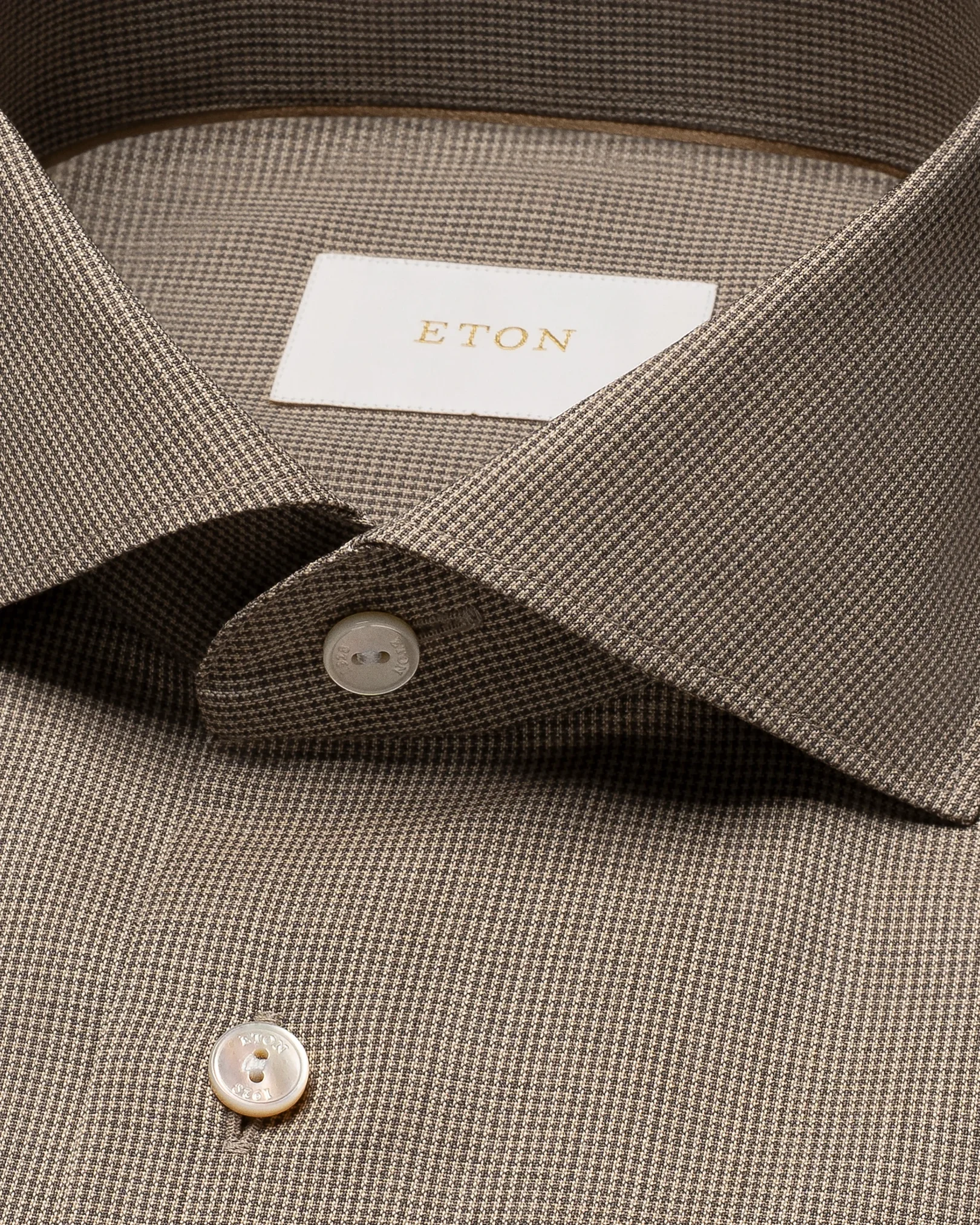 Eton - brown houndstooth merino shirt