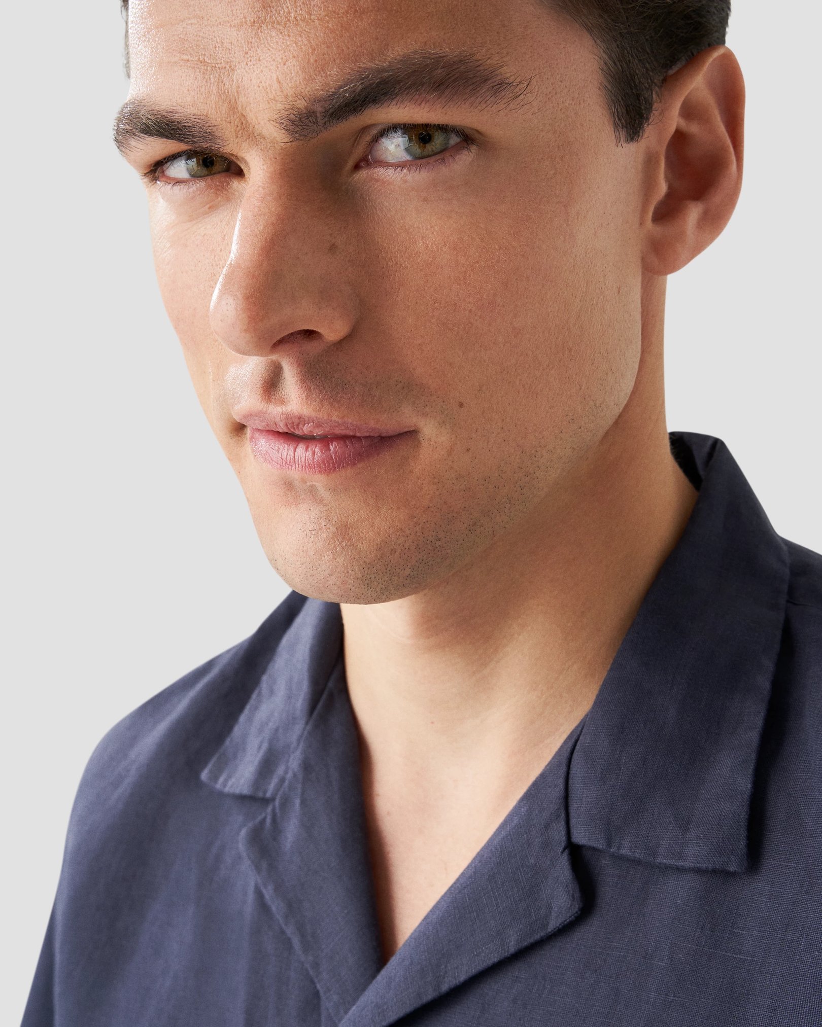 Eton - navy blue linen resort shirt