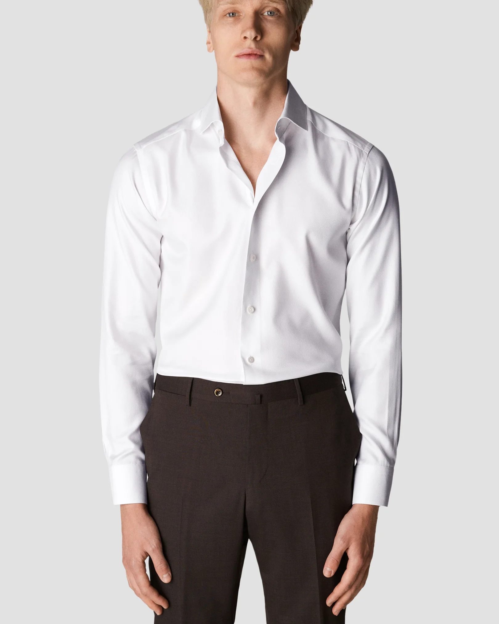 White Cotton Lyocell Stretch Shirt - Eton