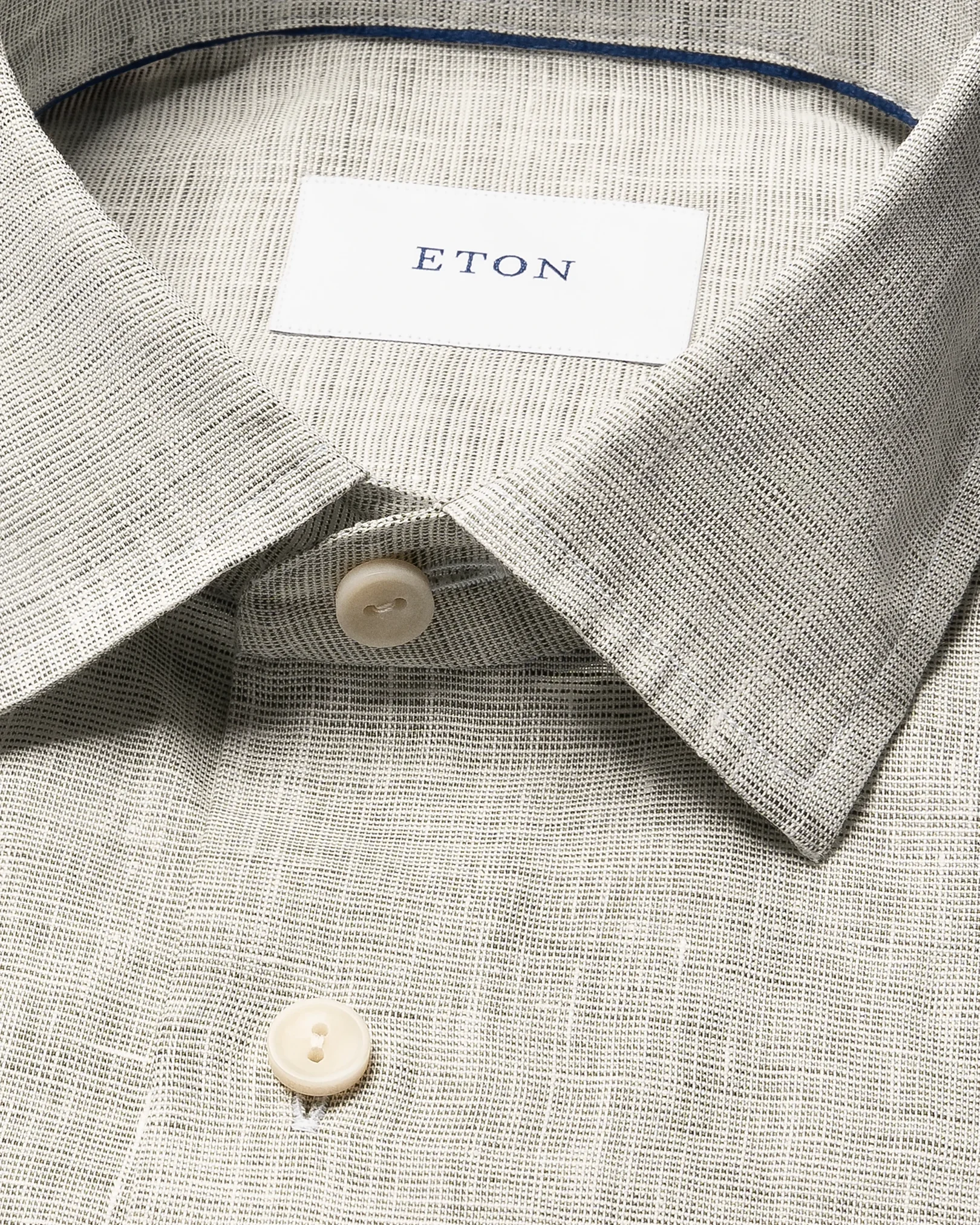 Eton - dark green solid linen shirt