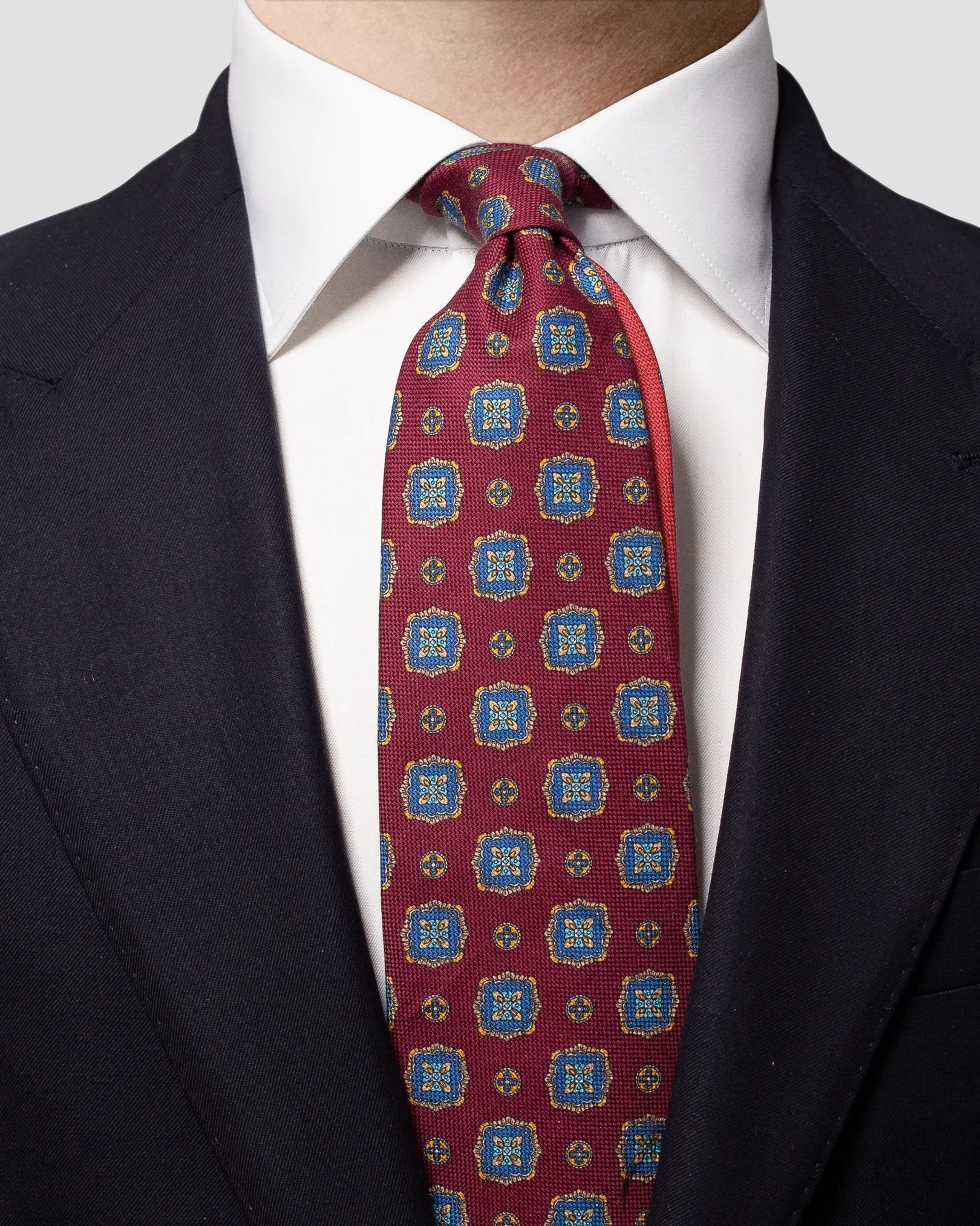 Eton - dark red medallion printed tie