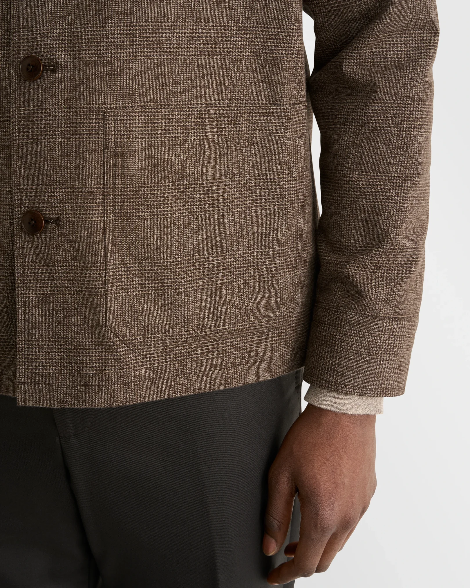Eton - brown cotton flannel two pocket jacket