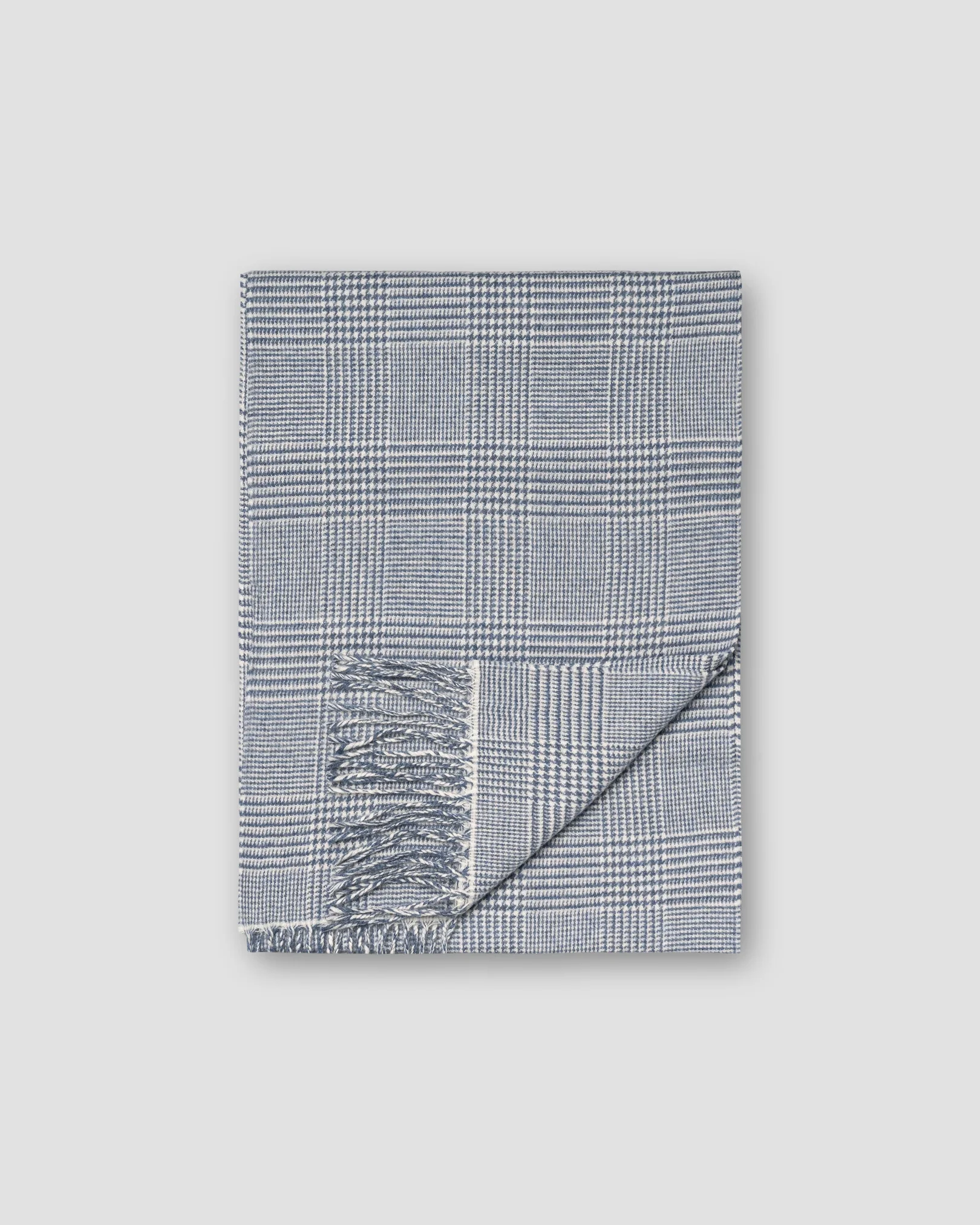 Eton - mid blue checked merino scarf