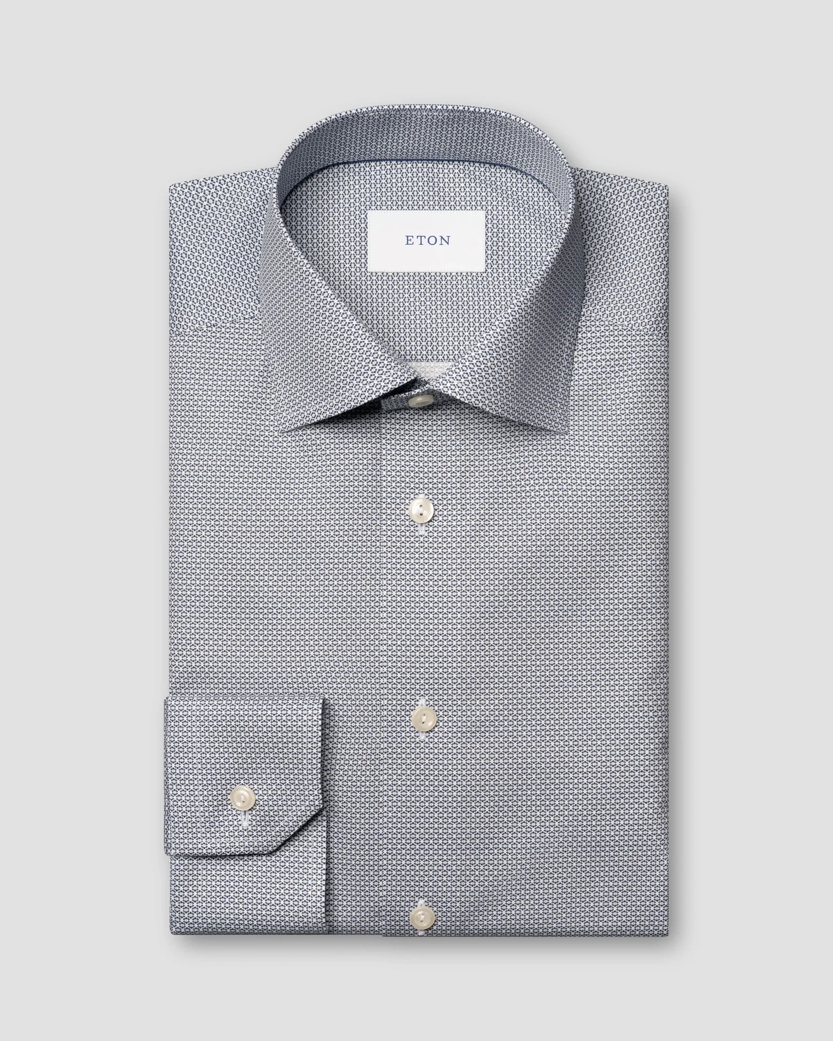 Eton - navy blue geometric signature twill shirt