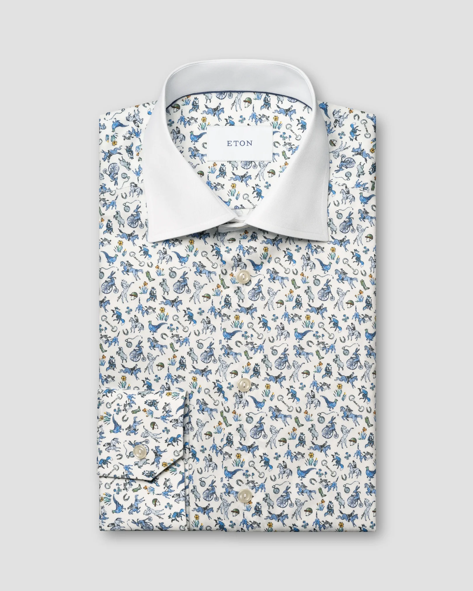 Eton - Countryside Motif Print Signature Twill Shirt